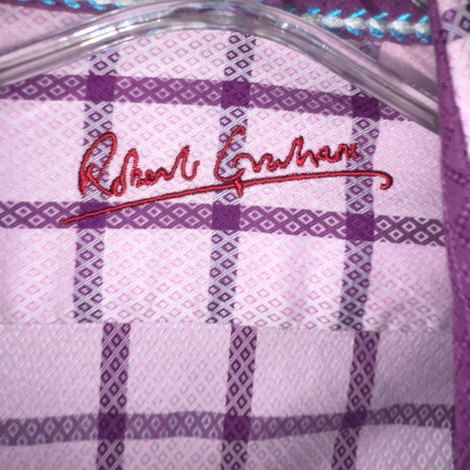 Robert Graham Robert Graham Button Down Flip Cuffs Sz Medium Purple Plaid Size US M / EU 48-50 / 2 - 4 Thumbnail