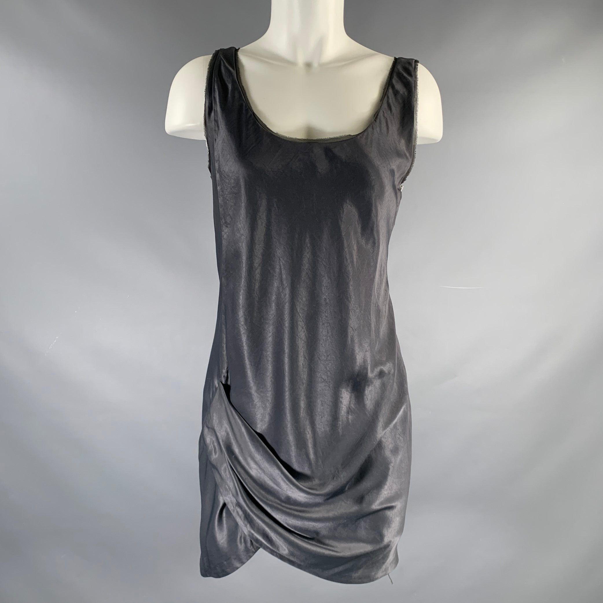 image of Helmut Lang Grey Triacetate Blend Draped Asymmetrical Dress, Women's (Size XS)