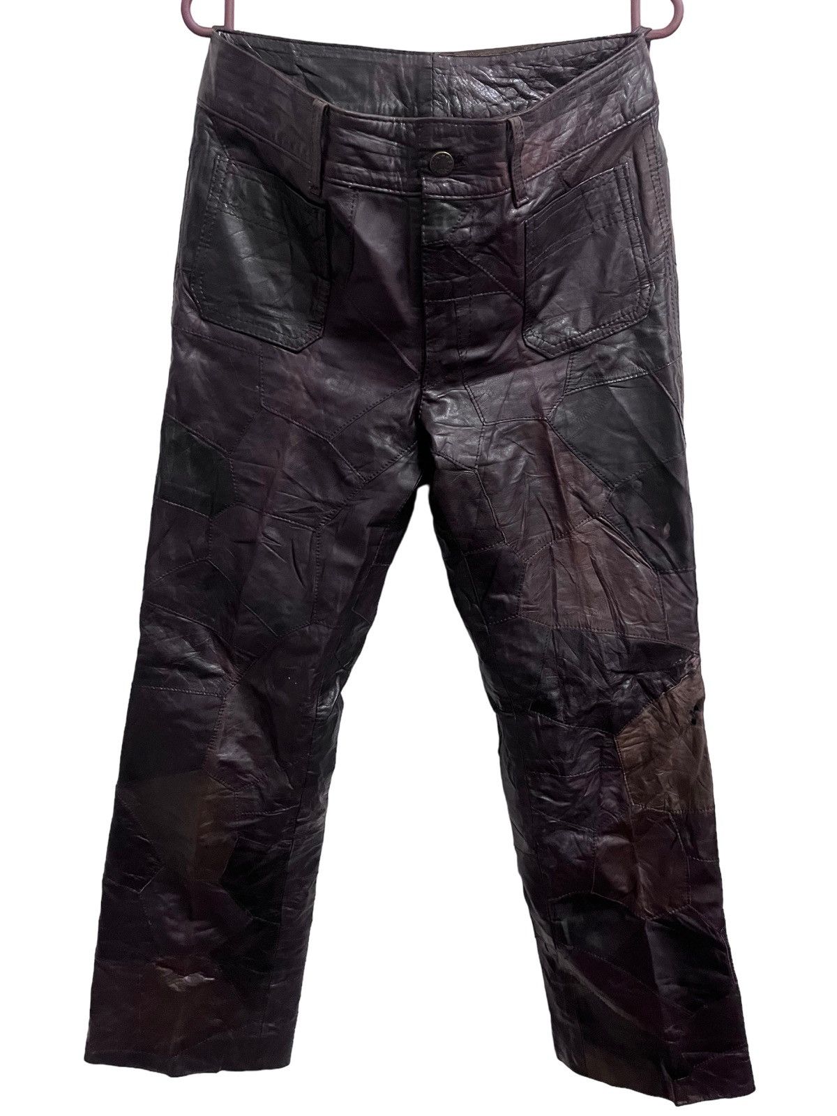 Japanese Brand × Vintage Vintage Hiroki Brown Patches Work Leather Pants Size US 30 / EU 46 - 1 Thumbnail