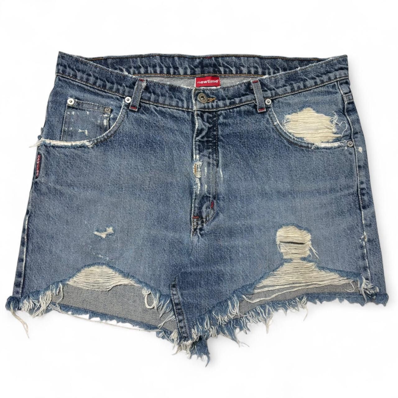 Vintage Vintage 90s Midwash Faded Distressed Blue Denim Jorts Shorts Size US 36 / EU 52 - 1 Thumbnail