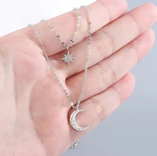 Vintage Double layer Star & moon choker necklace for women Size ONE SIZE - 4 Thumbnail
