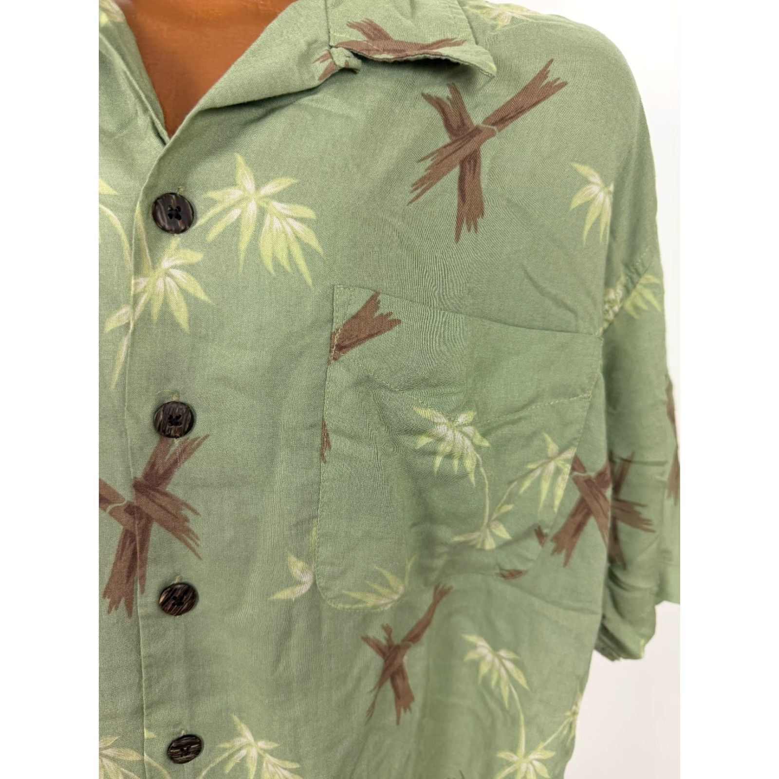 Vintage VINTAGE Utility Shirt Mens Large Green 90s Beach Hawaiian Button-Up Rayon Size US L / EU 52-54 / 3 - 3 Thumbnail