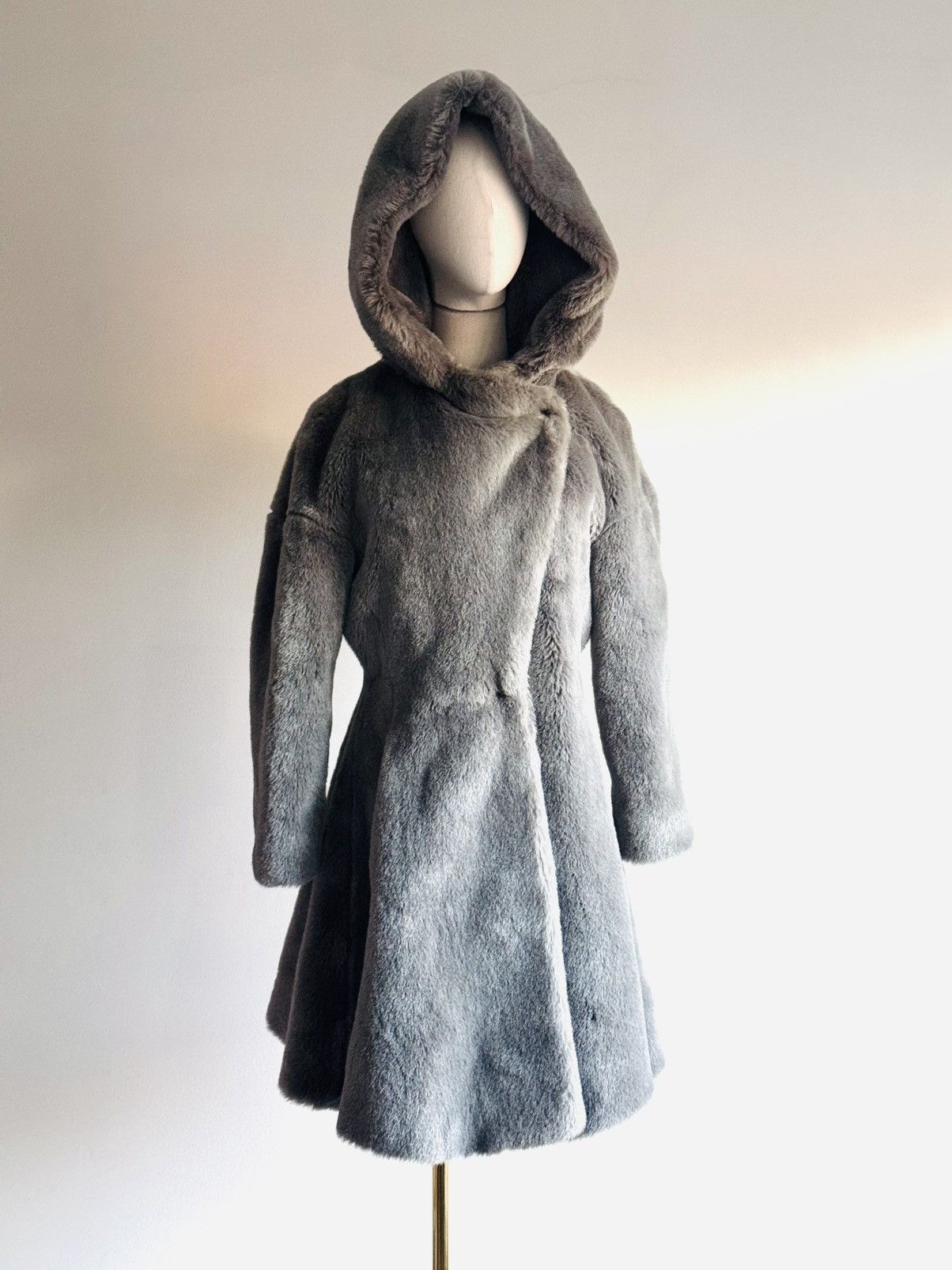 Rare Vintage Thierry Mugler Faux Fur swing coat 36