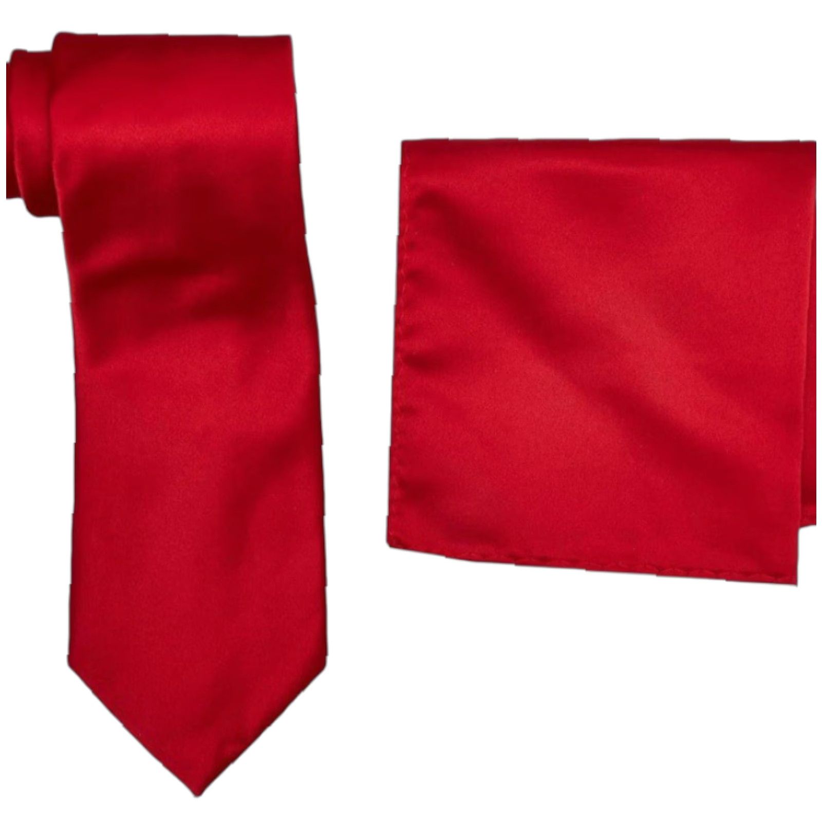 Stacy Adams Stacy Adams Tie Set - Red Satin Solid, 2 Piece, One Size, Men’s Tie Containing Hat? Size ONE SIZE - 1 Thumbnail