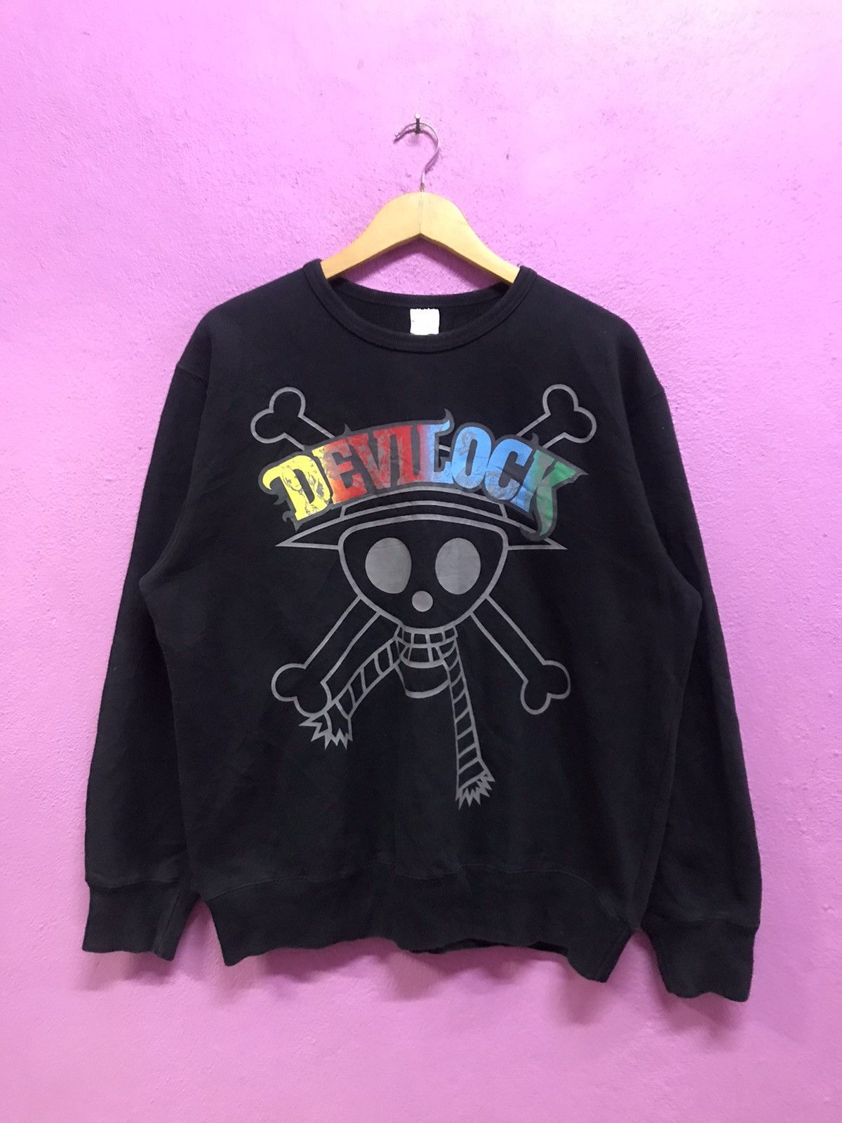 image of Anima x Devilock One Piece Anime Sweatshirts Size L in Black, Men's