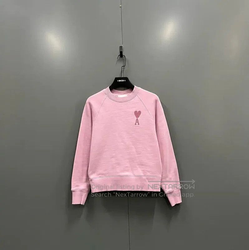 AMI Pink Cotton Cropped Sweatshirt for Women .