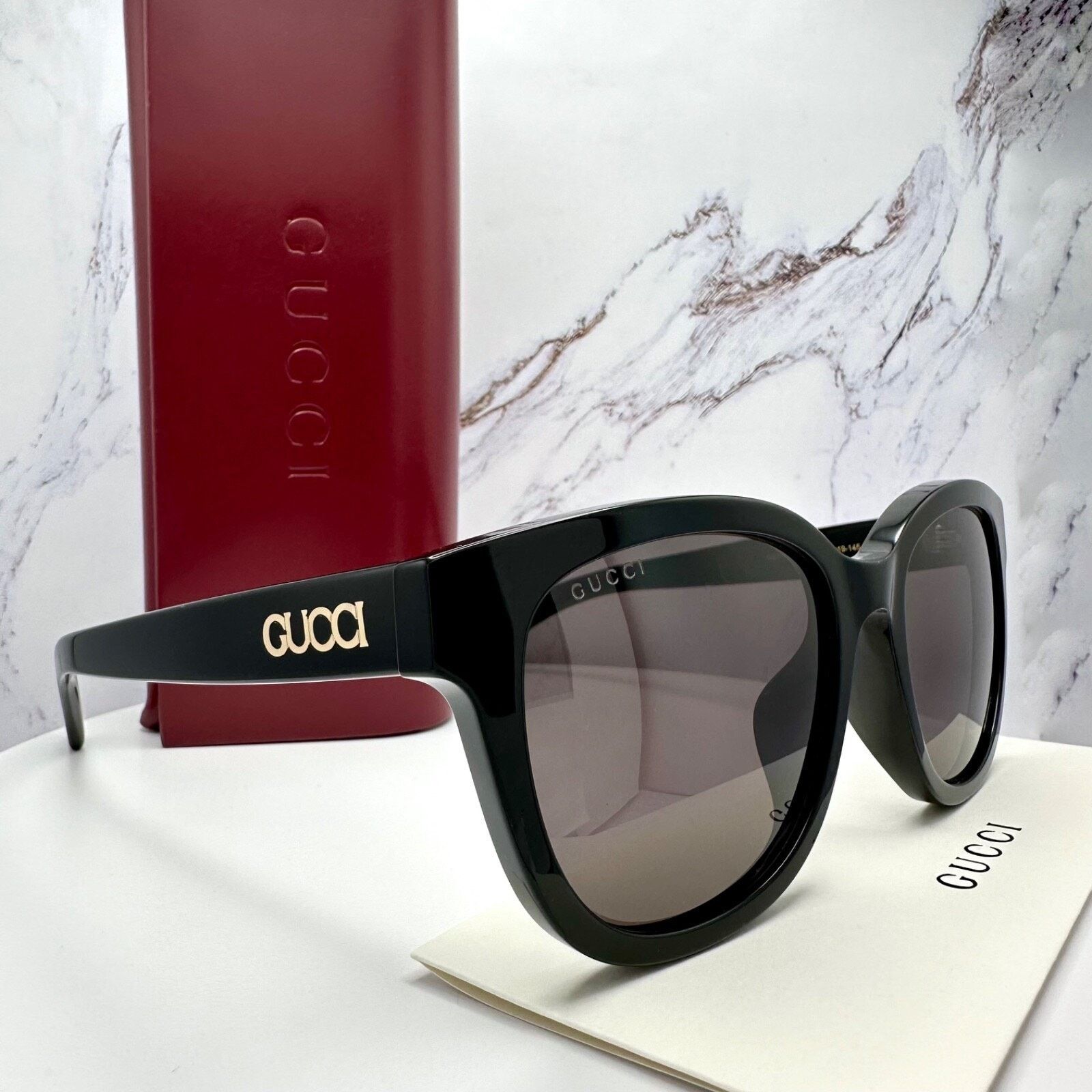 Gucci New GUCCI Sunglasses 2025 Collection Black 55mm Round Size ONE SIZE - 19 Thumbnail