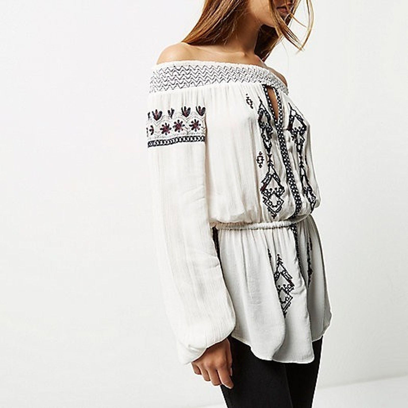 & Other Stories Romeo & Juliet Embroidered Cold Shoulder Top M A003313 Size M / US 6-8 / IT 42-44 - 1 Thumbnail