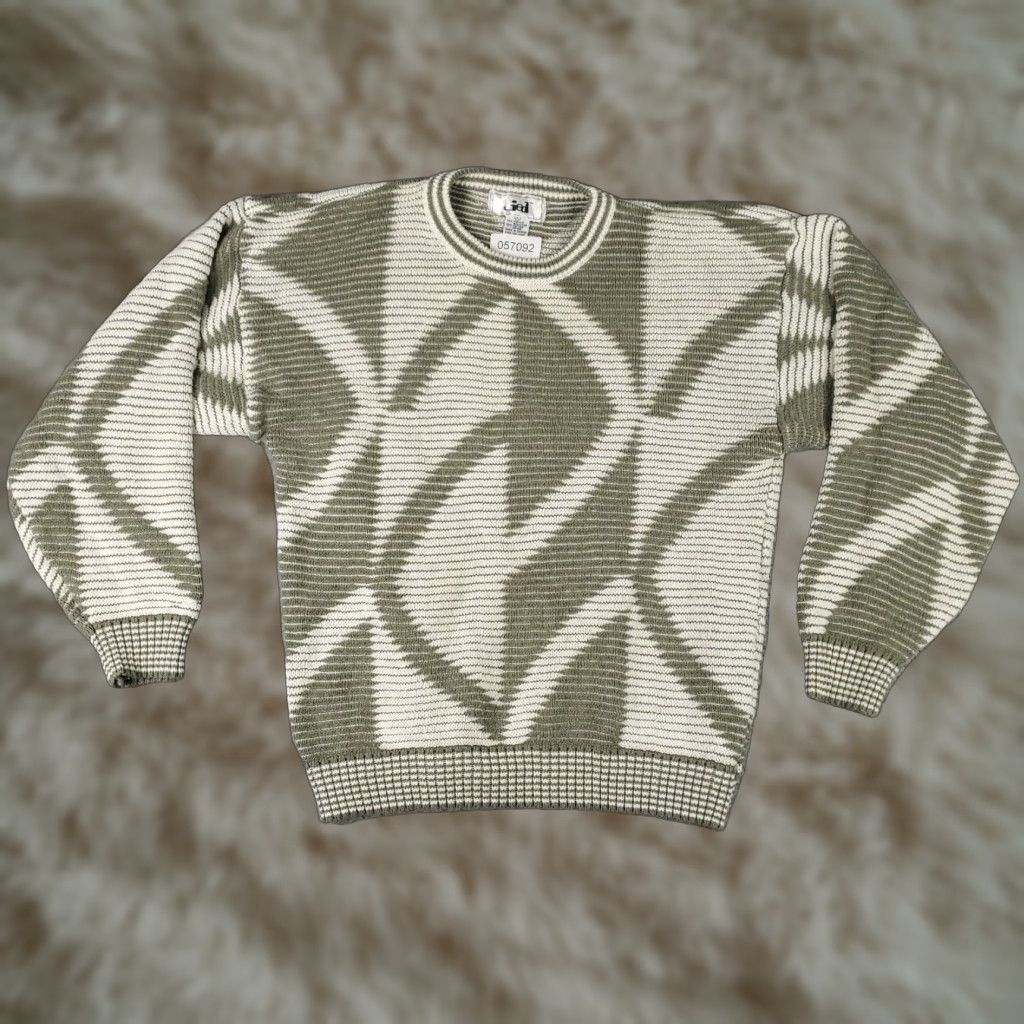 Vintage Jed Mens Beige Large Extra Large Vintage 80s Knit Pullover Sweatshirt Size US L / EU 52-54 / 3 - 1 Thumbnail