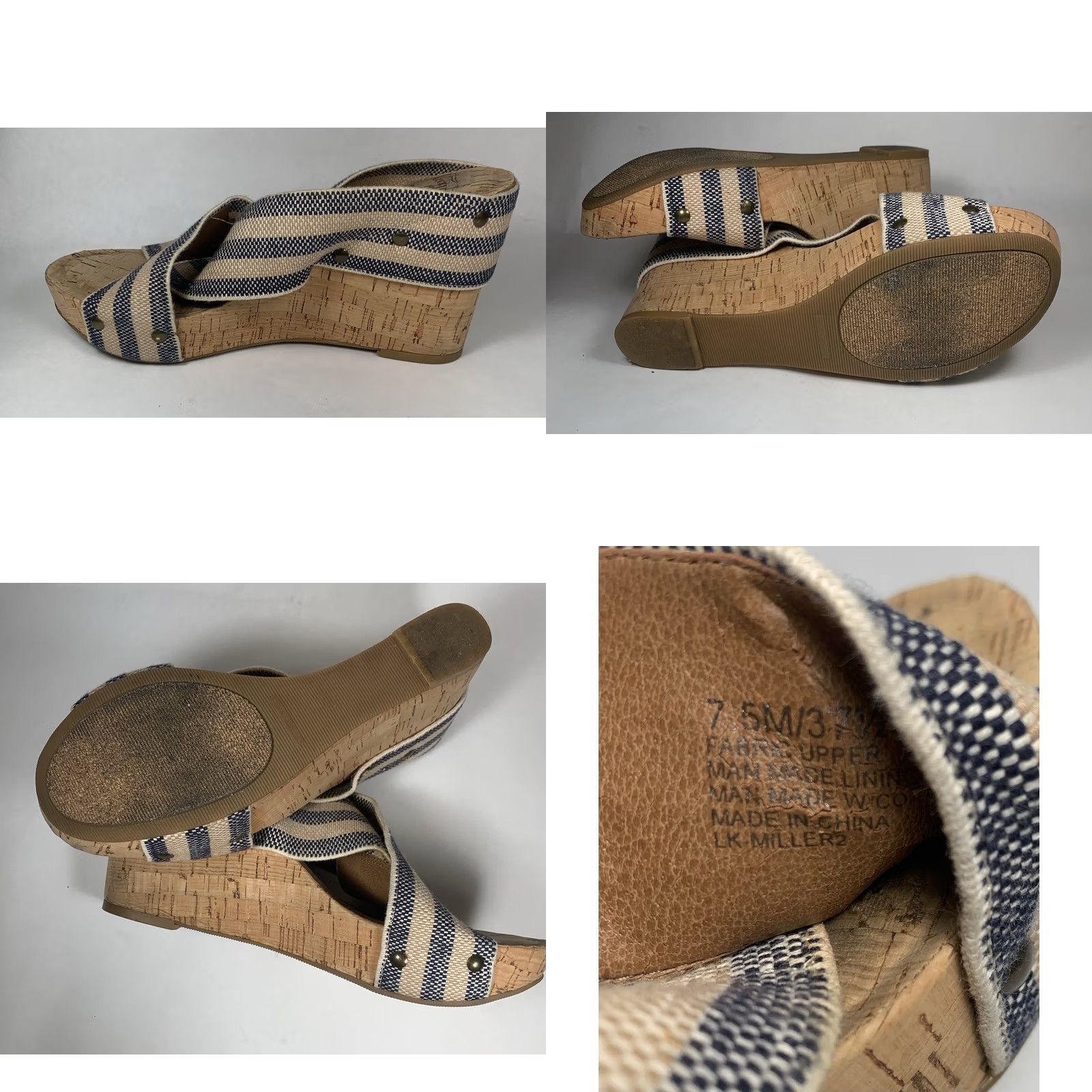 Lucky Brand Lucky Brand Beige Studded Cork Wedge Heel Slip-On Sandals Women’s Sz 7.5 Size US 8 / IT 38 - 8 Thumbnail