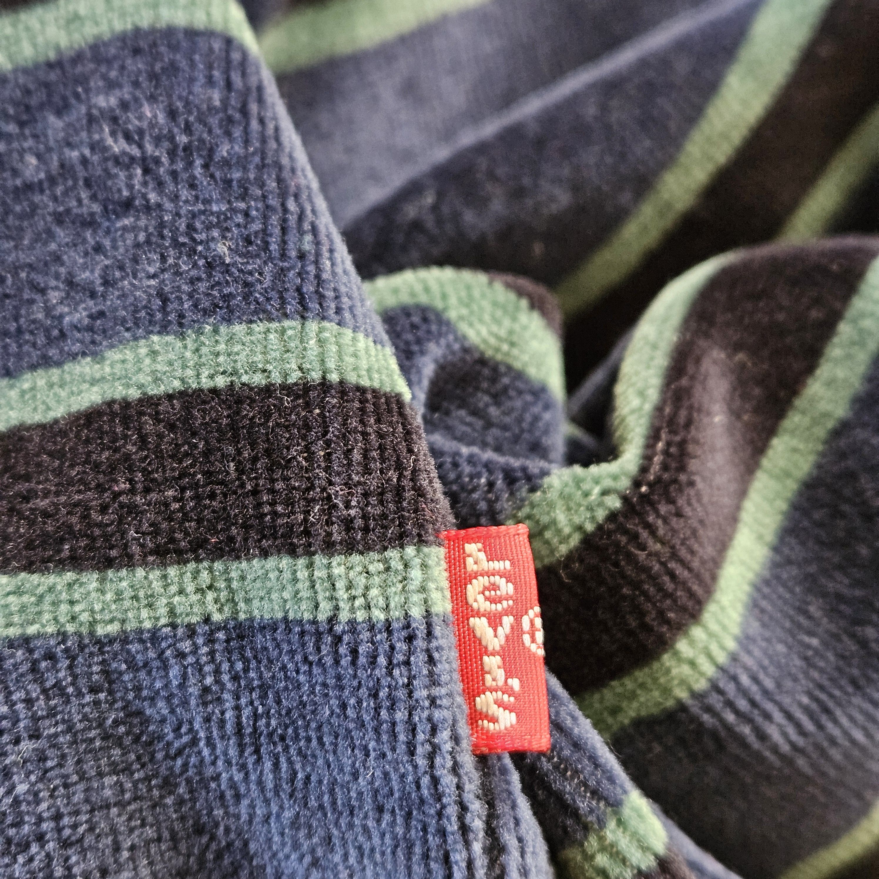 Levi's Levi's Size M Rugby Shirt Green Blue Cropped Velour Striped Size M / US 6-8 / IT 42-44 - 7 Thumbnail