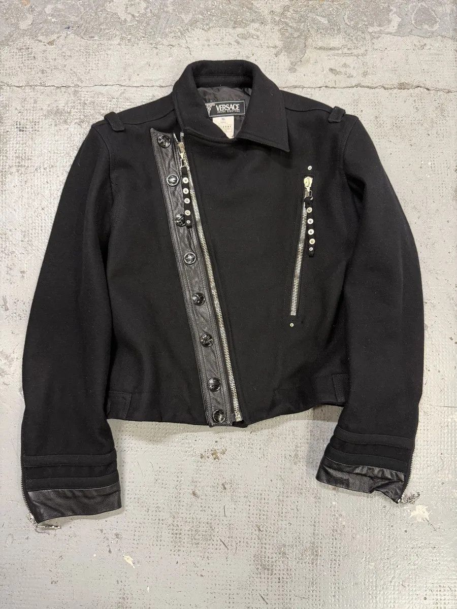 AW2005 Versace Asymmetrical Wool Classy Black Jacket