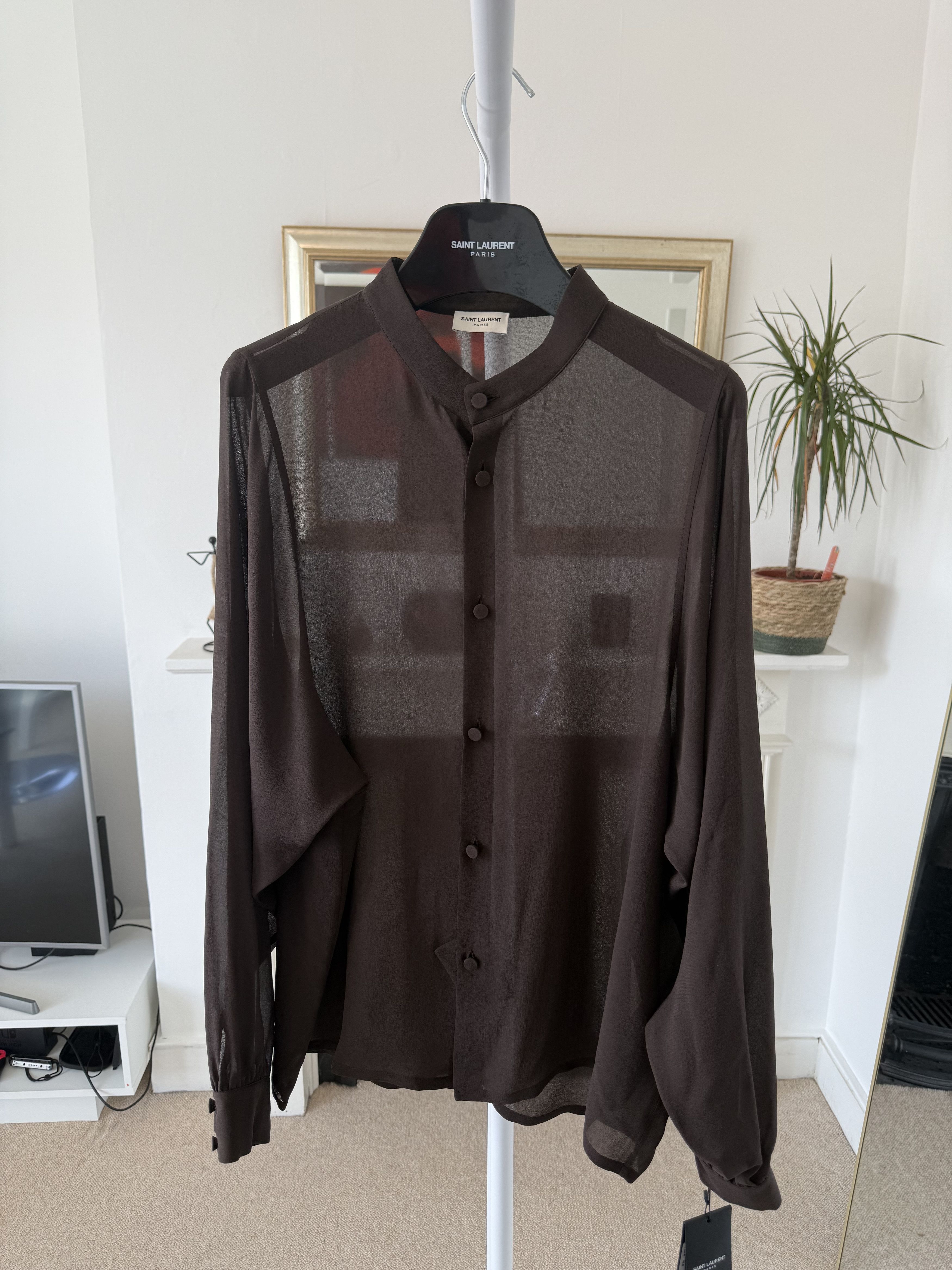 Saint Laurent Paris SS23 Saint Laurent Silk Brown Shirt Size US M / EU 48-50 / 2 - 1 Thumbnail