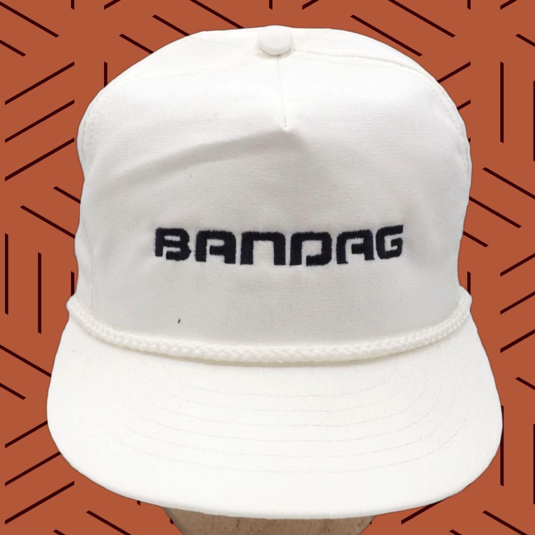 Vintage VINTAGE Bandag Strapback Trucker Hat Cap 1980s White Bandag Trucker Hat Mens Size ONE SIZE - 1 Thumbnail