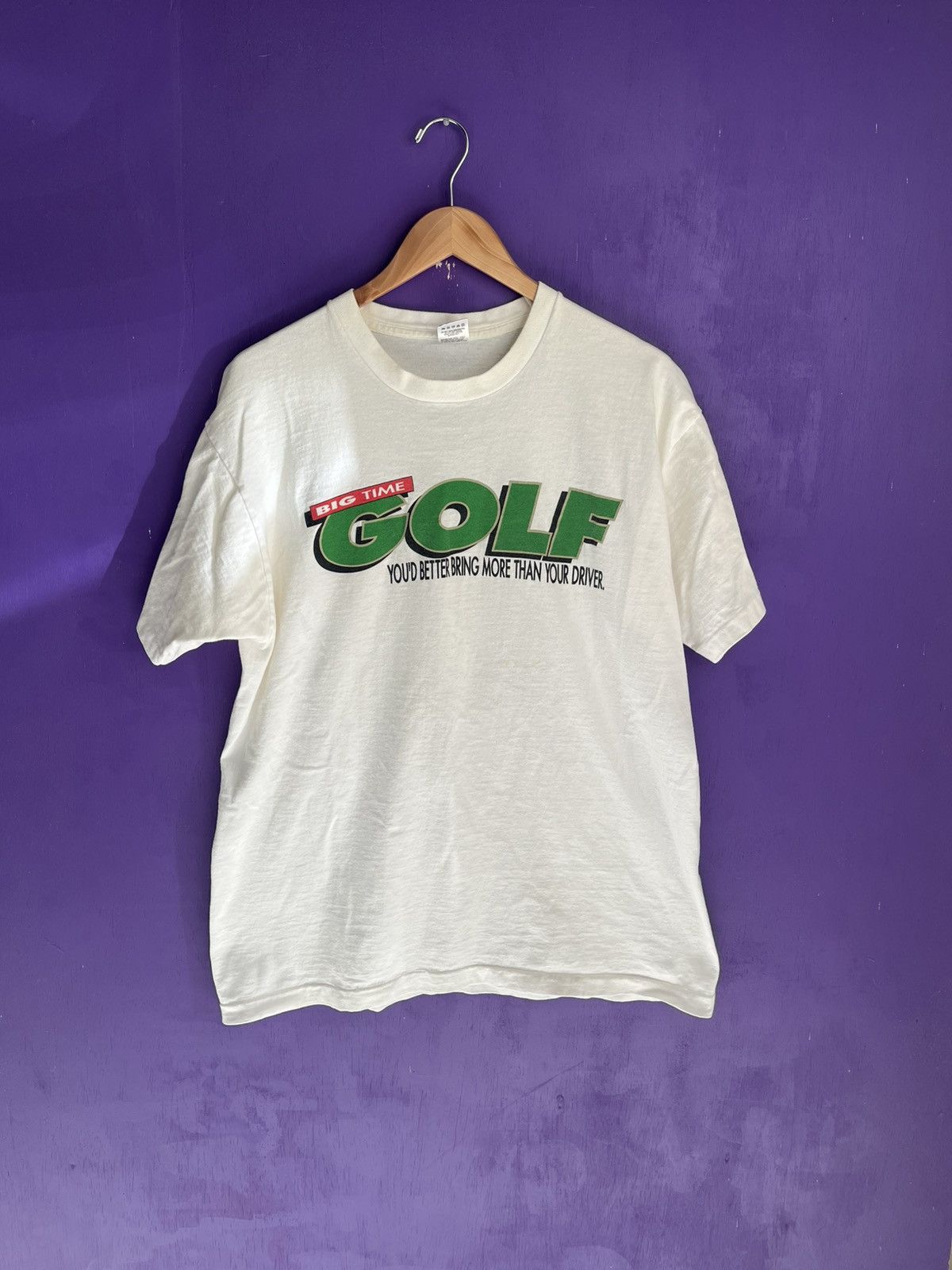 Vintage Vintage 90s Big time golf funny text tee Size US XL / EU 56 / 4 - 1 Thumbnail