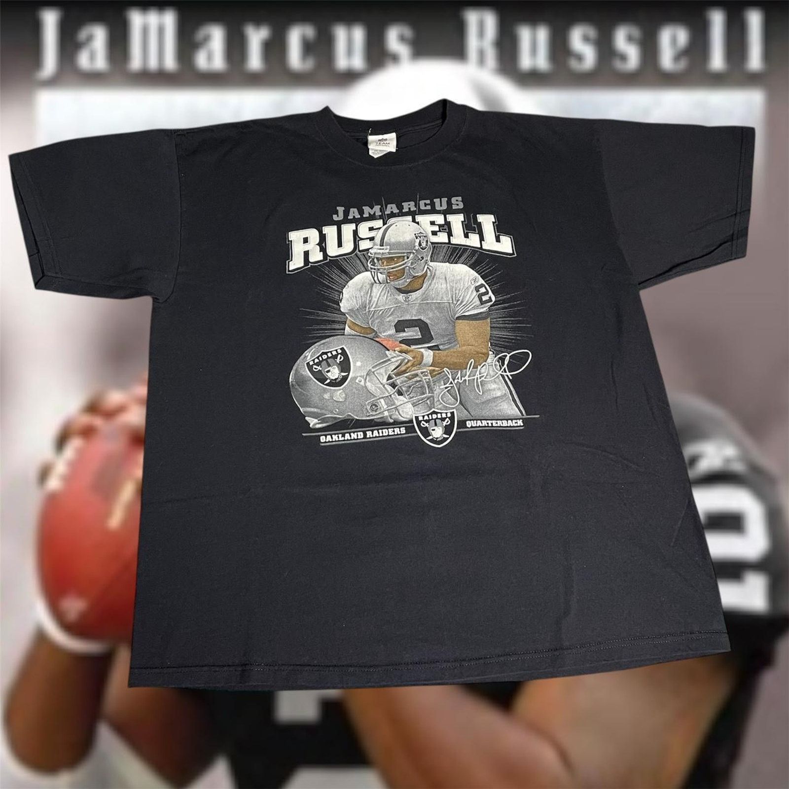 NFL Y2K 2000s NFL JaMarcus Russell Oakland Raiders Football Tee Size US XL / EU 56 / 4 - 1 Thumbnail