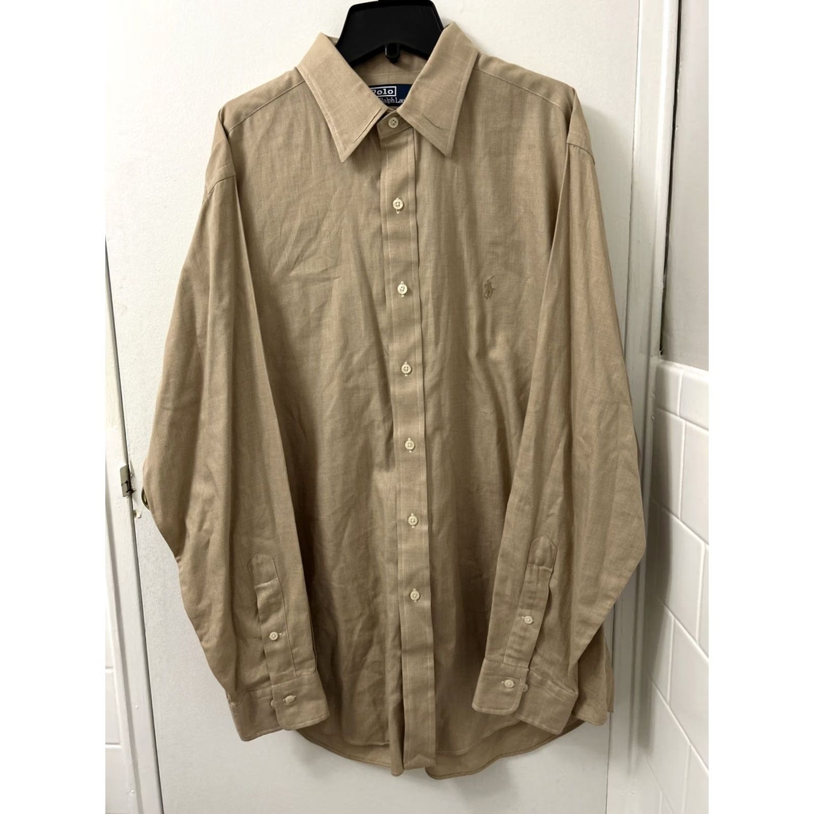 Polo Ralph Lauren VINTAGE Polo Ralph Lauren Dress Shirt Mens 17 34/35 Brown Long Sleeve Button Up Size US XL / EU 56 / 4 - 2 Thumbnail