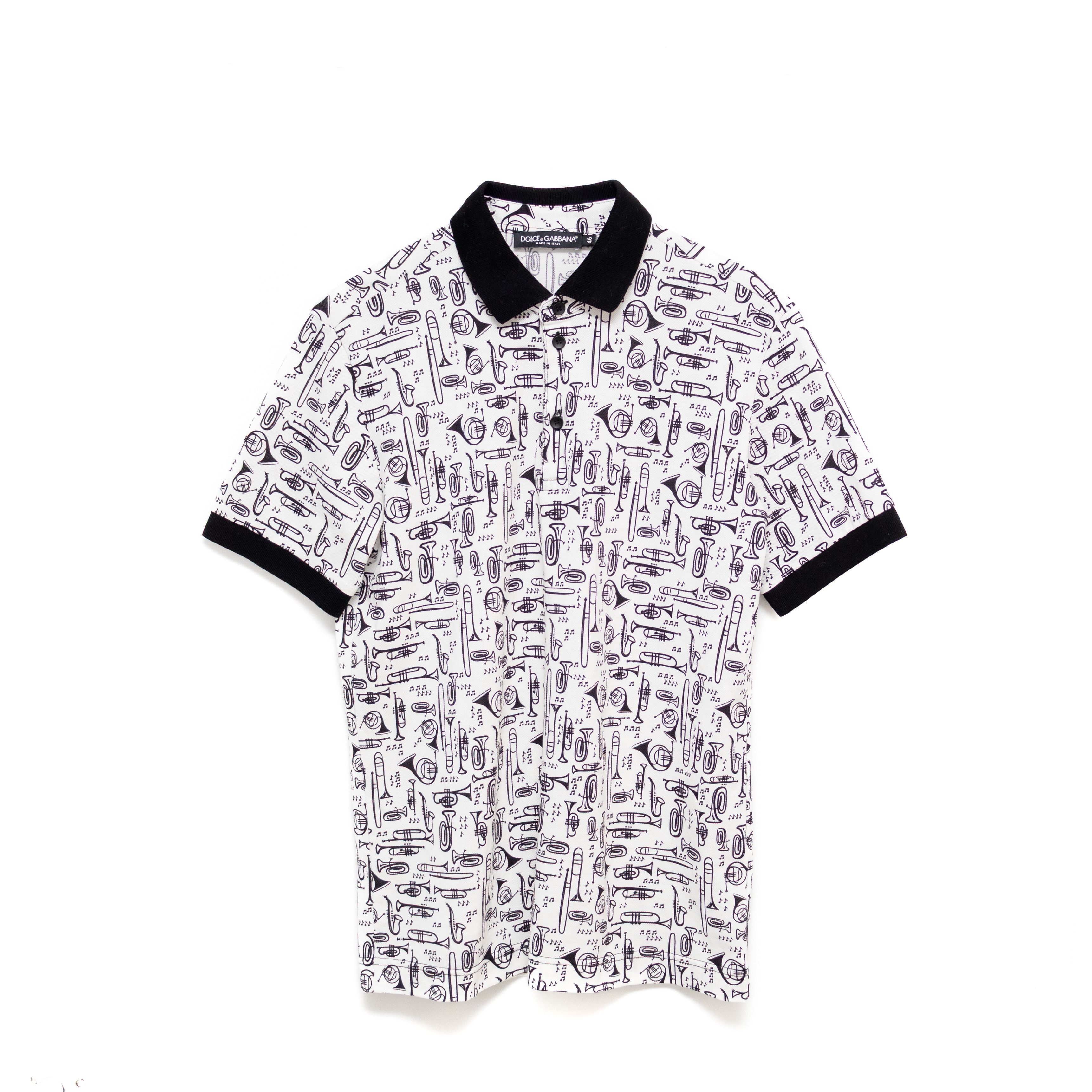 Dolce & Gabbana Music Print Polo Shirt - Size IT 46 (US S )