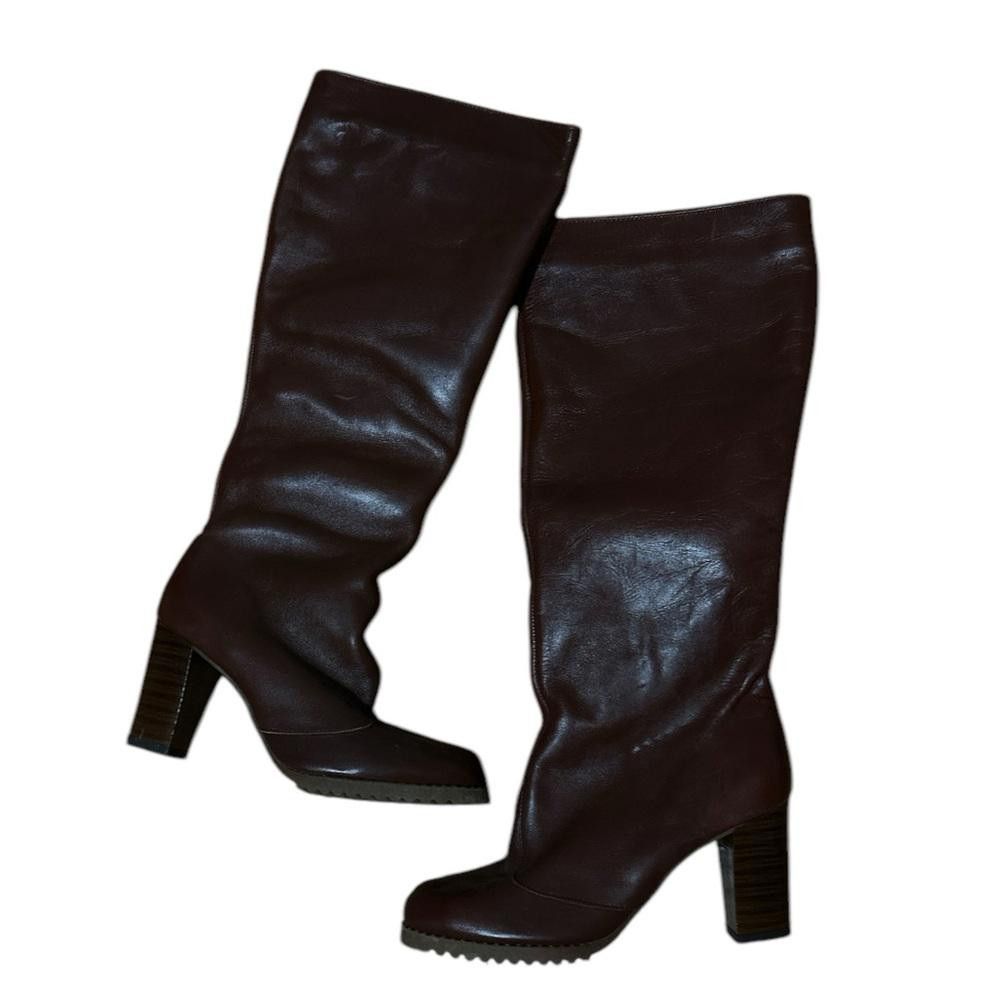 Clarks Stylish Brown Leather Knee-High Boots Size US 6 / IT 36 - 2 Thumbnail