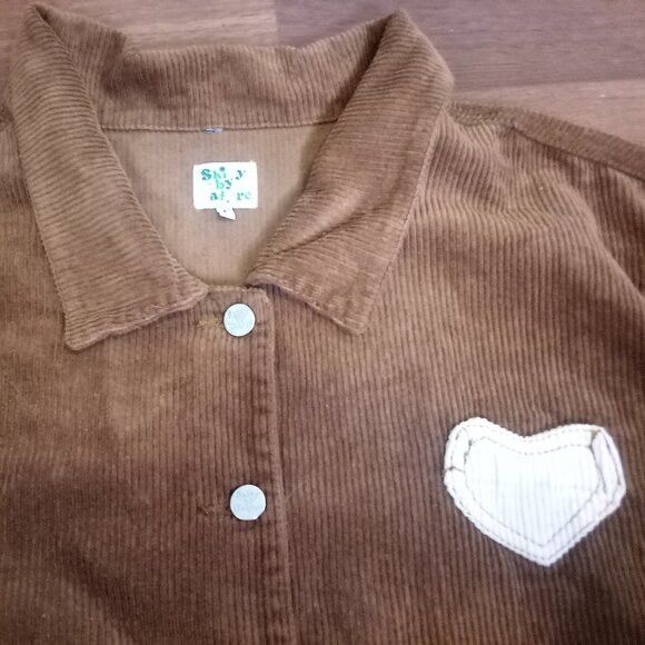 Other Shiny By Nature Heart Corduroy Work Shirt Jacket Size L / US 10 / IT 46 - 1 Thumbnail