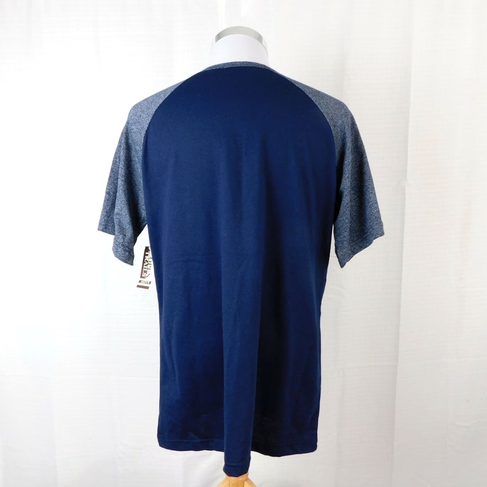 Vintage Open Trails Men’s Short Sleeve Henley T-Shirt Navy L Blue Cotton Blend, Open Size US L / EU 52-54 / 3 - 2 Thumbnail