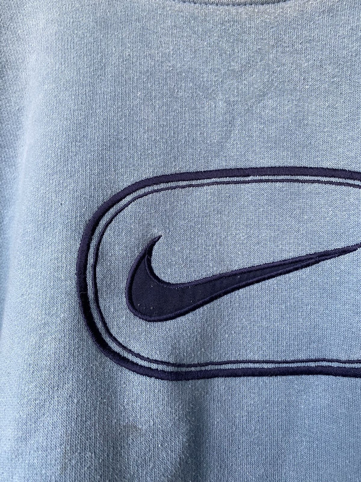 Nike × Vintage 🔥Nike Vntg Sun Faded Washed Blue Swoosh Big Logo Sweatshirt Size US L / EU 52-54 / 3 - 11 Thumbnail