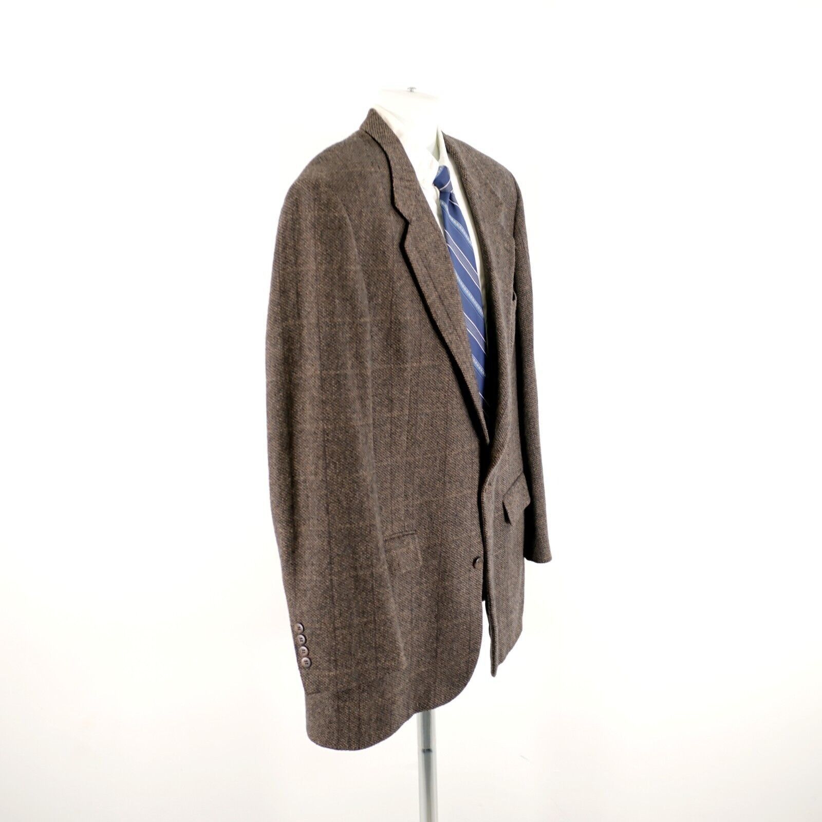 Bill Blass Bill Blass Tweed Wool Brown Black Birdseye Windowpane 2 Butt Size 44L - 8 Thumbnail
