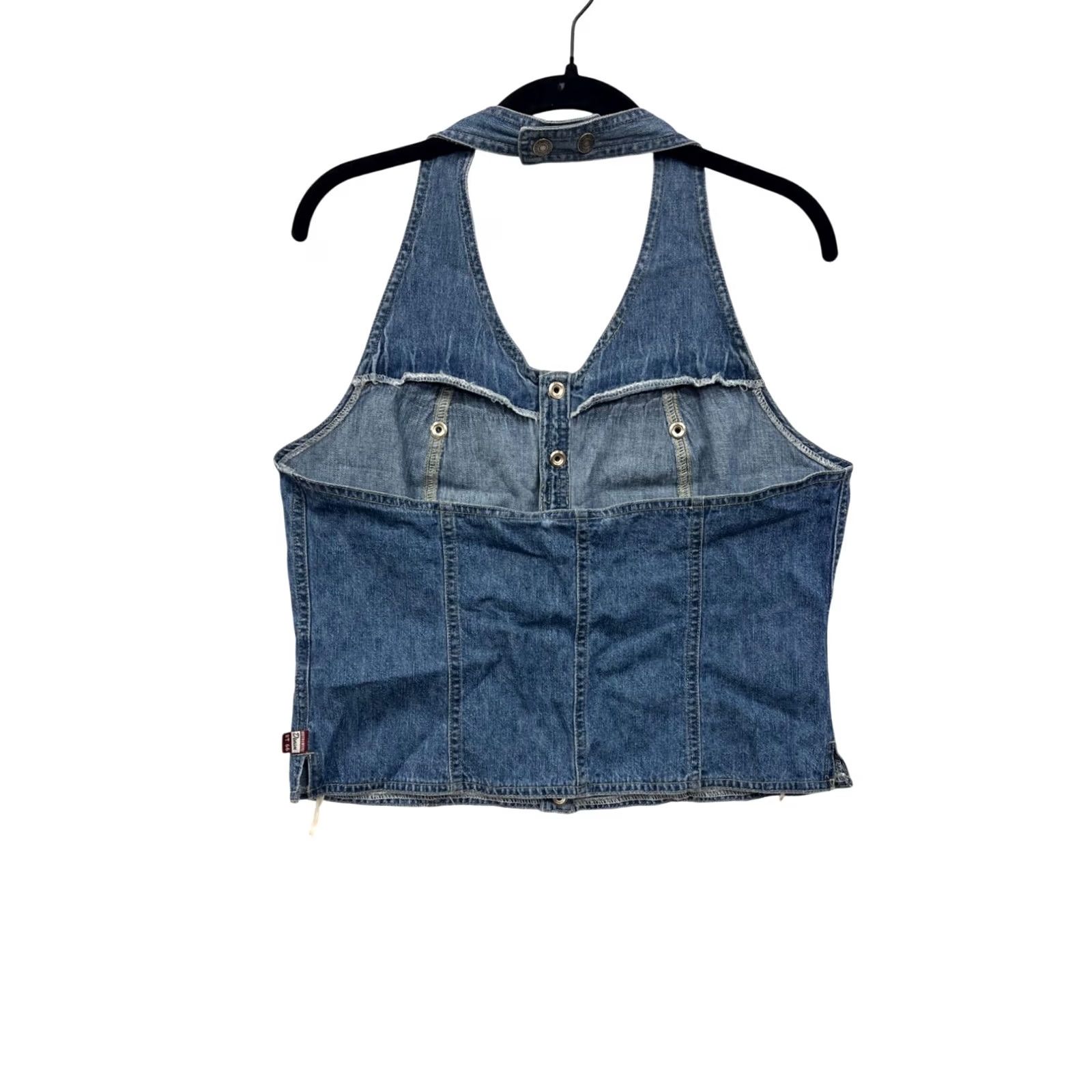 Route 66 Route 66 Denim Halter Top Tank Size 14 Unisex Adults Blue Cotton Denim 100% Button-front Pockets Halter Neck Adjustable Snap Closure Like New Size XL / US 12-14 / IT 48-50 - 2 Thumbnail