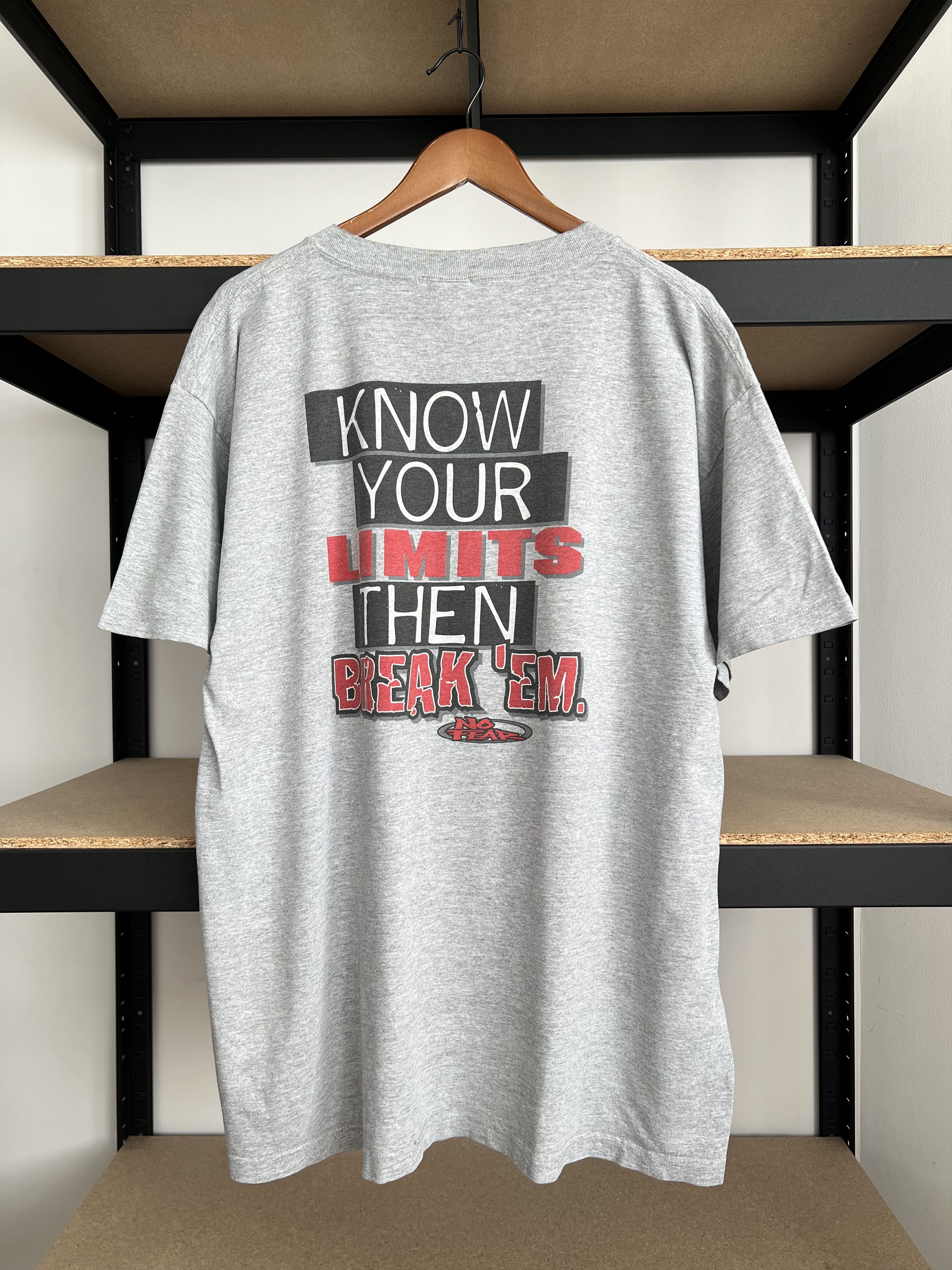 Vintage 90s No Fear Know Your Limits Then Breake'em T-shirt