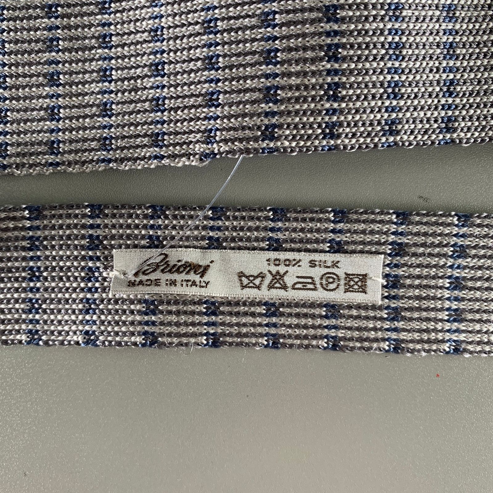 Brioni BRIONI Blue Grey Knitted Silk Tie Size ONE SIZE - 2 Thumbnail