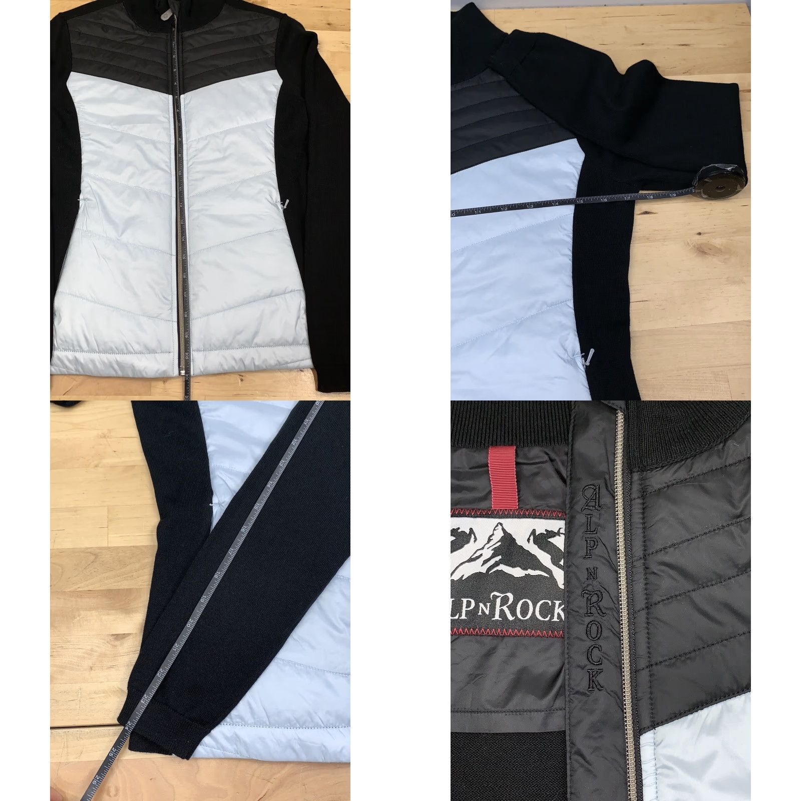 Vintage Alp N Rock Jacket Puffer XS Black White Zip Casual Womens Regular Rock Theme 1990s Size XS / US 0-2 / IT 36-38 - 8 Thumbnail