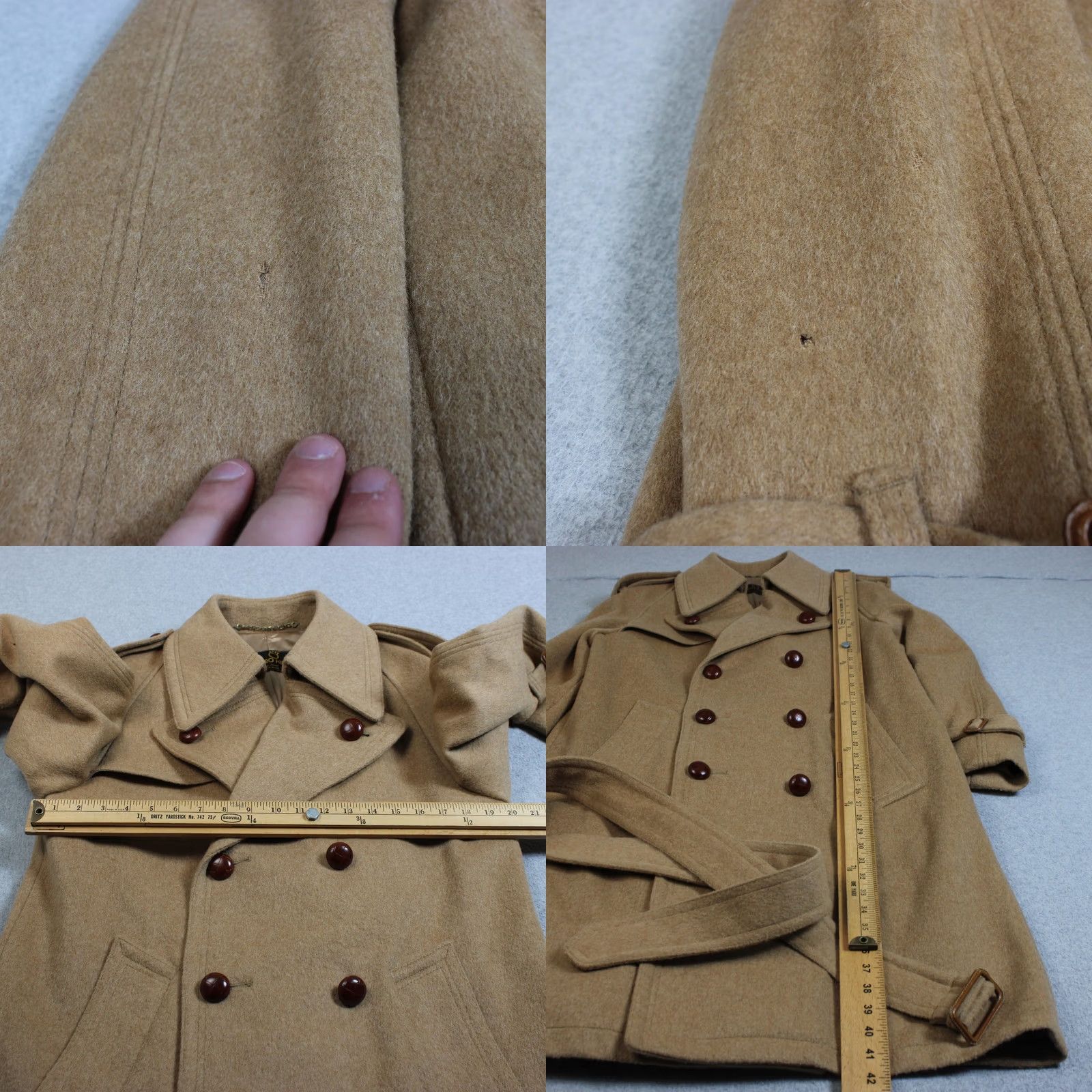 Doublet VINTAGE Zero King Coat Men 38 Beige Wool Trench Belted Double Breasted Wool Coat Long Classic Winter 80s Mens Size US XXS / EU 40 - 8 Thumbnail