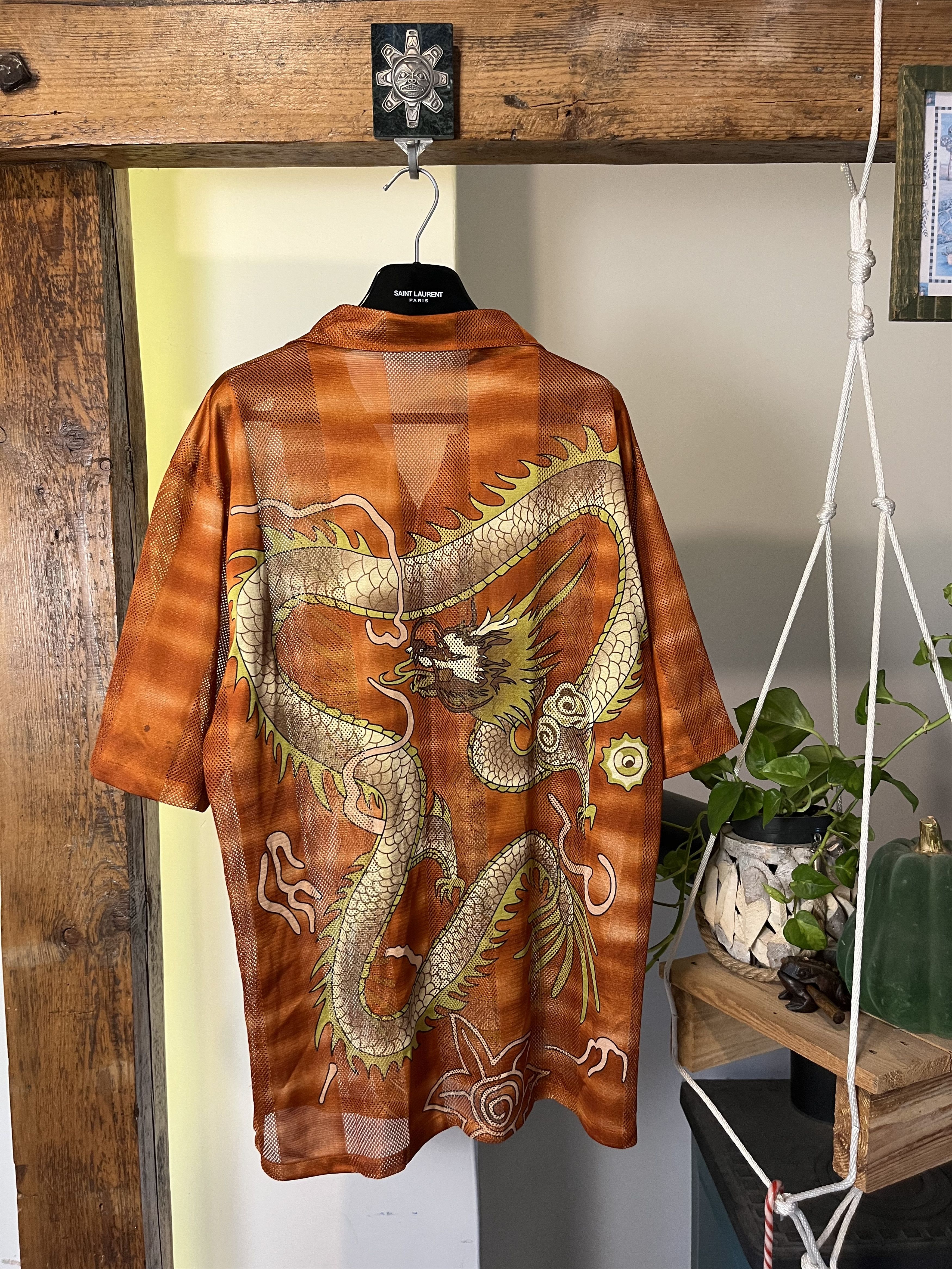 Japanese Brand × Vintage Vintage y2k Dragon Mesh Shirt Avant Garde Anime Crazy Size US XL / EU 56 / 4 - 2 Thumbnail