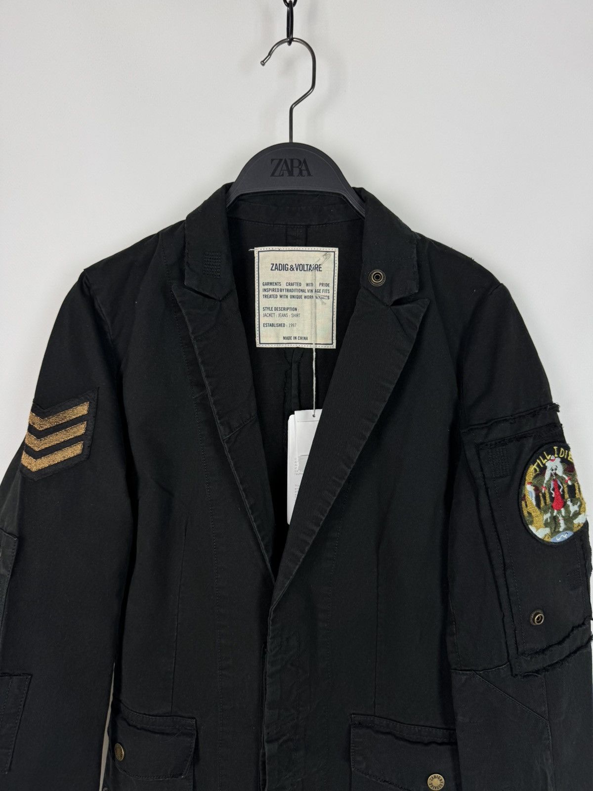 Zadig & Voltaire NWT Zadig&Voltaire Virginia Grunge Black Jacket Size XS / US 0-2 / IT 36-38 - 3 Thumbnail