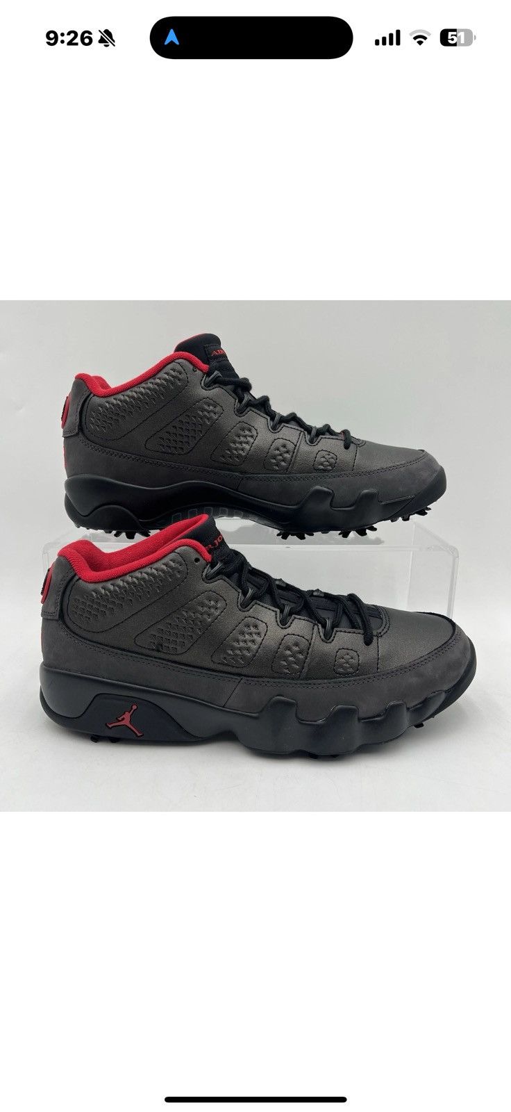 Nike Nike Air Jordan 9 Retro Low Golf ‘Charcoal Red Size US 6 / EU 39 - 1 Thumbnail