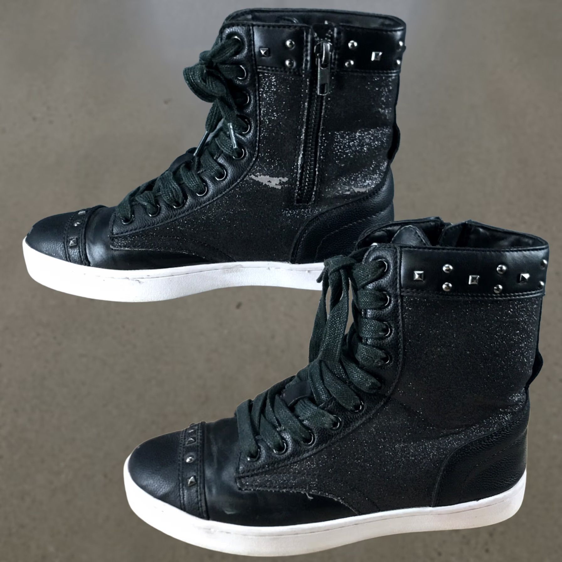 Vintage PASTRY Shoes Womens Black High Top Sneakers Glittered Faux Leather Lace Size M / US 6-8 / IT 42-44 - 1 Thumbnail