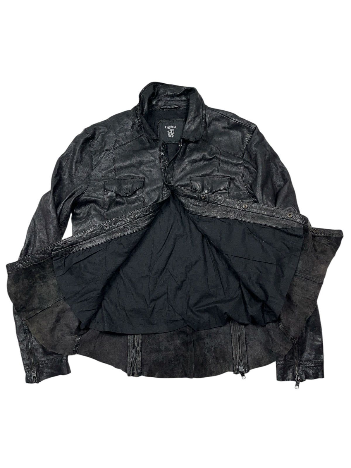 Tigha Leather Jacket in Distressed Rick Owens Style