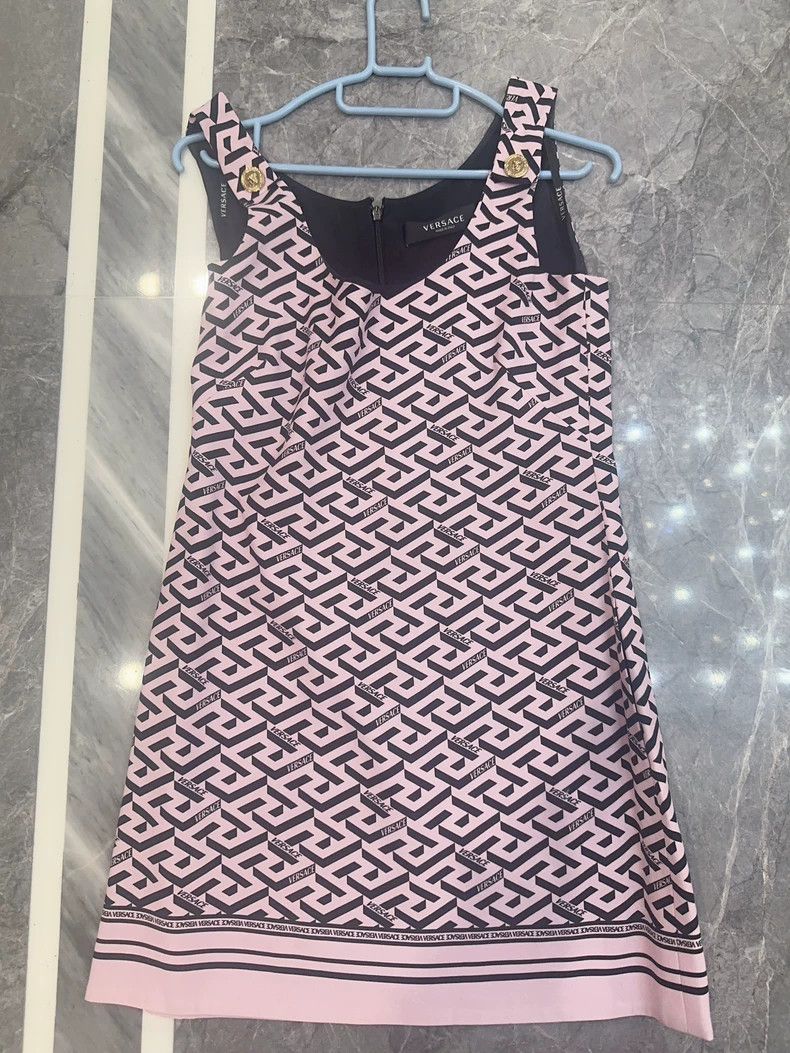 Versace Versace Pink Patterned Sleeveless Dress - dmc Size S / US 4 / IT 40 - 1 Thumbnail