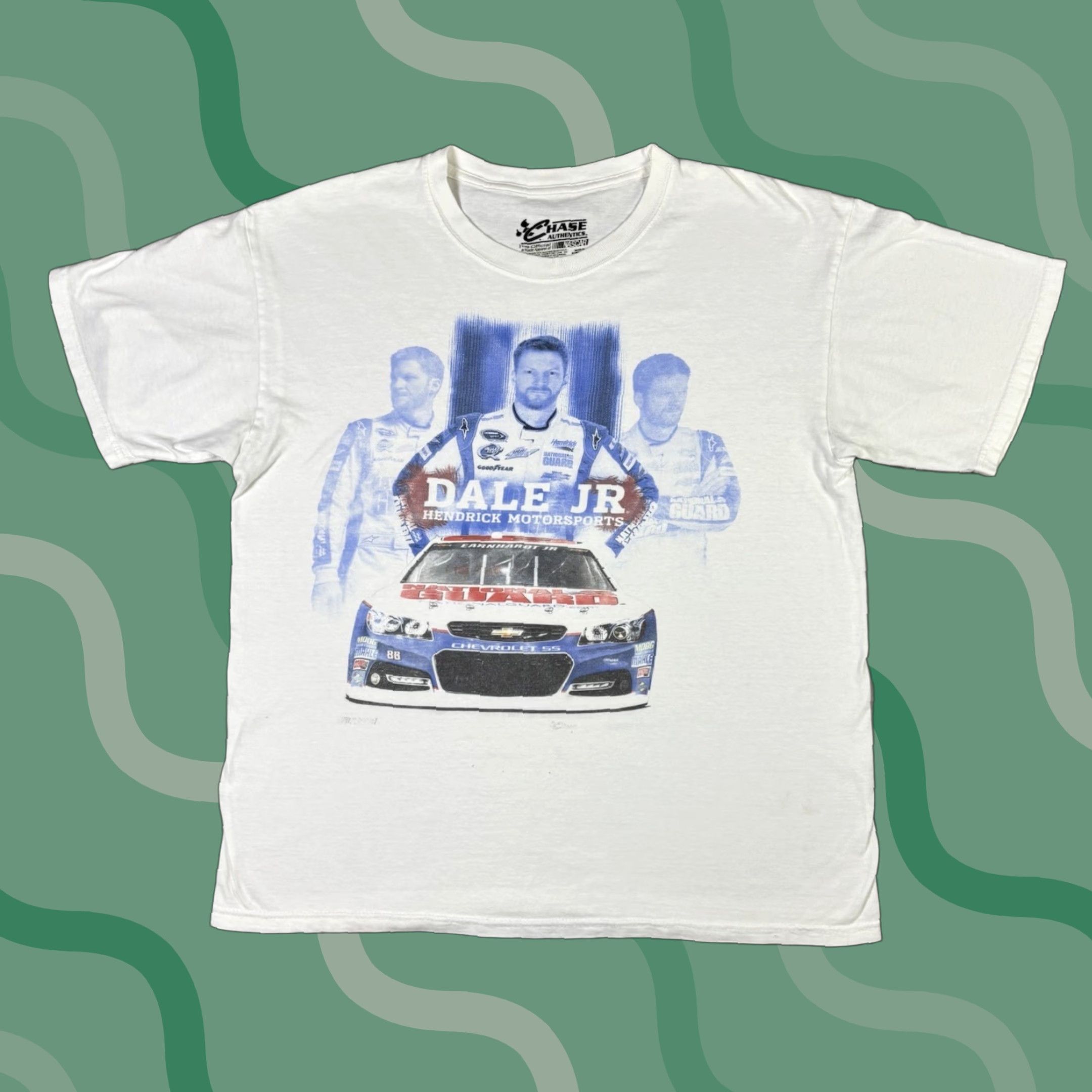 NASCAR VINTAGE Dale Jr Nascar Racing Graphic T Shirt White L Mens Crew Neck Short Sleeve Cotton Regular Graphic Print Cars 90s Size US L / EU 52-54 / 3 - 1 Thumbnail