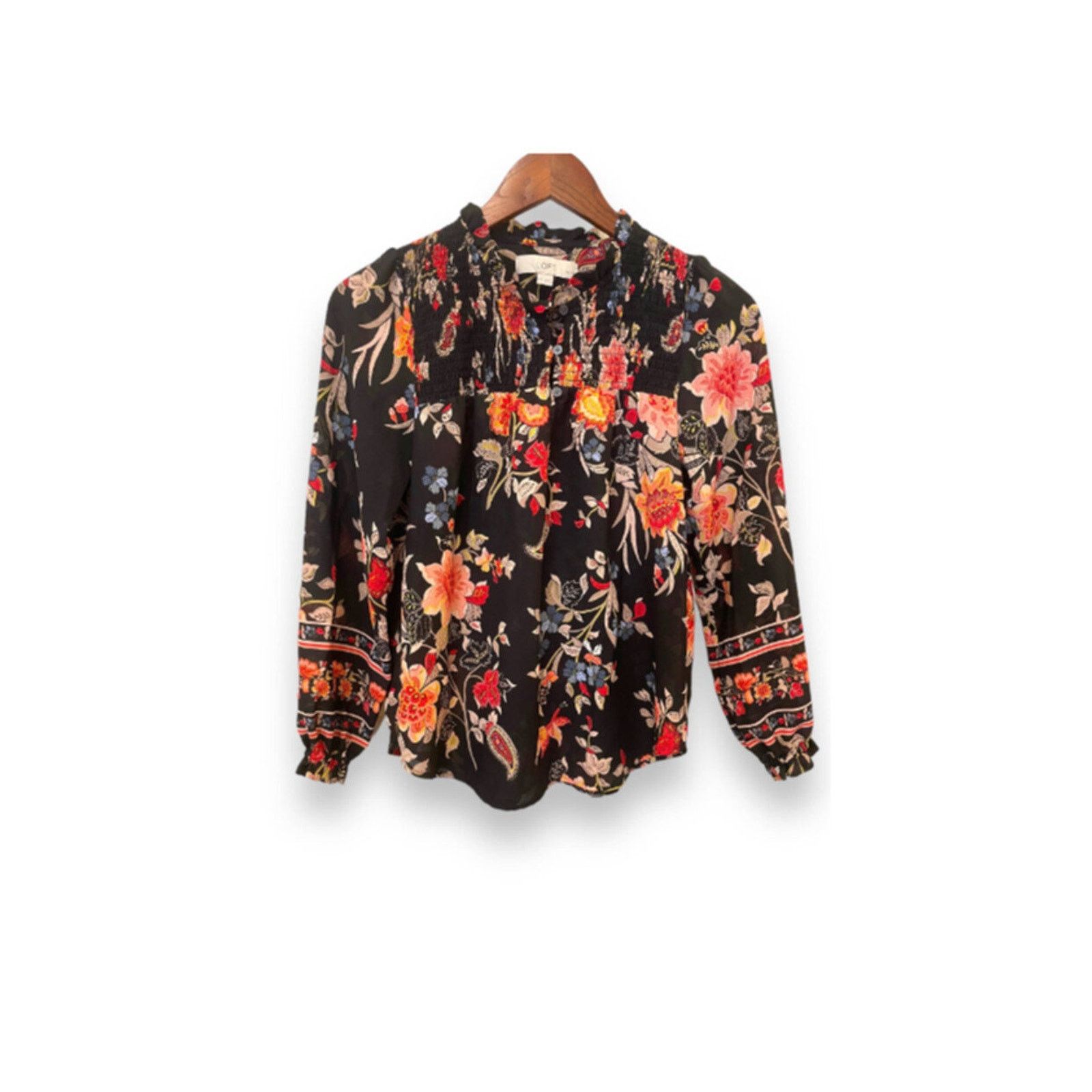 &Daughter LOFT Black Floral Semi SmockedNeck Long test notforsale copy Size XXS / US 00 / IT 34 - 4 Thumbnail