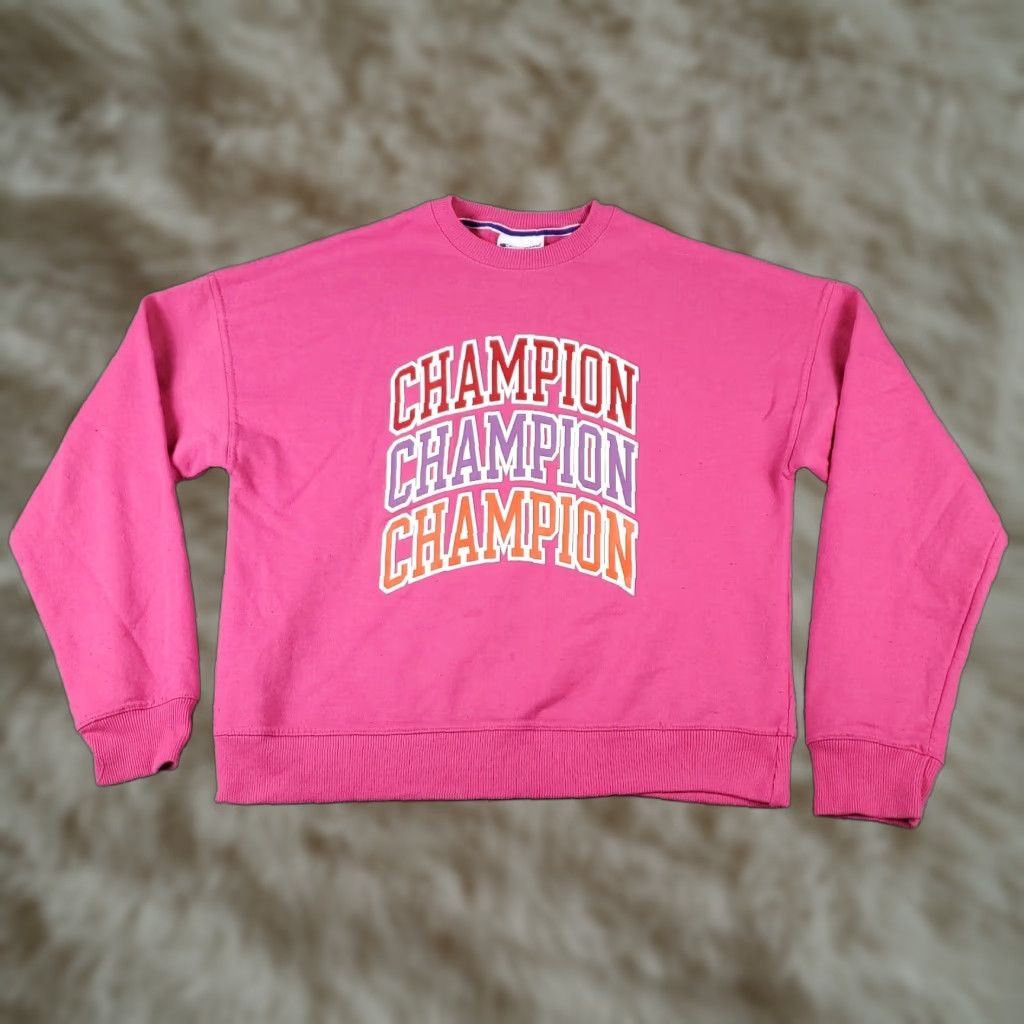 Champion Champion Pullover Sweater Womens Medium Pink Fleece Long Sleeve Crew Neck Sports Size M / US 6-8 / IT 42-44 - 1 Thumbnail