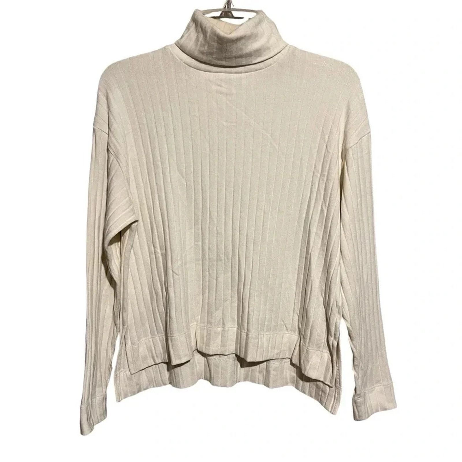 Madewell Madewell Cream Ribbed Long Sleeve Turtleneck Sweater Sz S Size S / US 4 / IT 40 - 1 Thumbnail