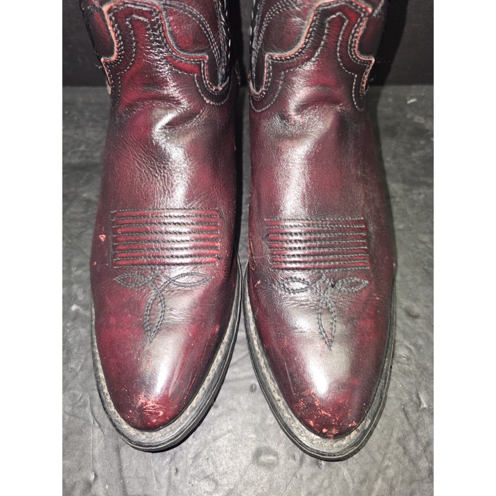 Vintage VINTAGE Abilene Cherry Leather Cowboy Western Boots Men’s Size 8.5 Style 6441-D - Cherry - Boots - Western - Leather - Men - Vintage 6441-D Size US 8 / EU 41 - 4 Thumbnail