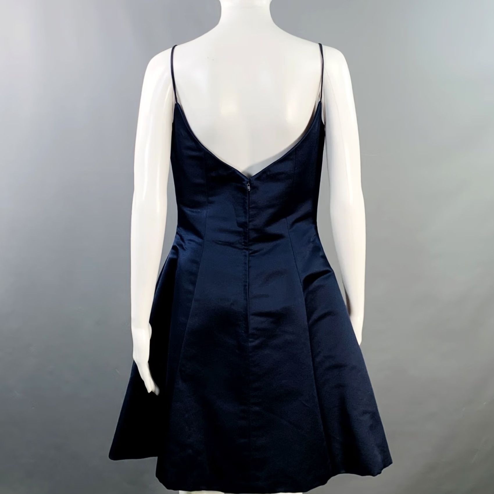Vintage DONALD DEAL Navy Taffeta Spaghetti Straps Knee-Length Cocktail Dress Size 8 Womens Dress Size M / US 6-8 / IT 42-44 - 4 Thumbnail