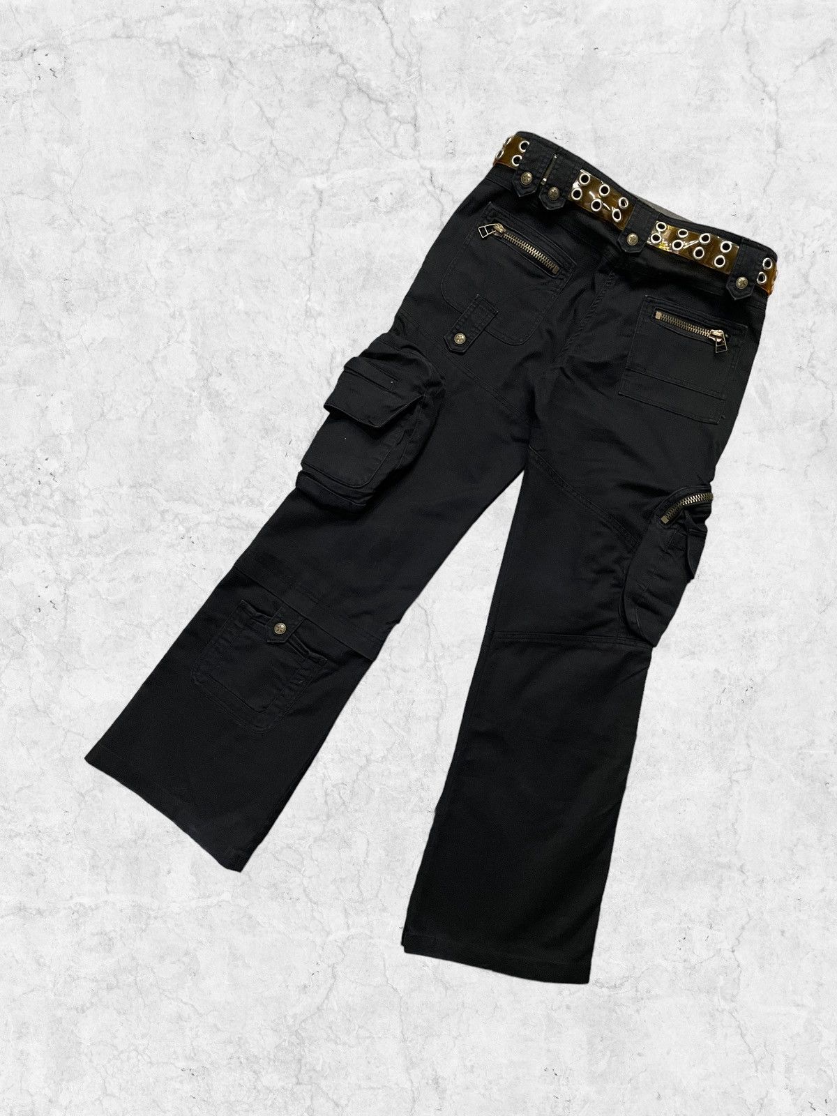 Japanese Brand × Vintage Hidef Japan Gas Mask Multi Pocket Cargo Pants & Rivet Belt Size US 32 / EU 48 - 13 Thumbnail