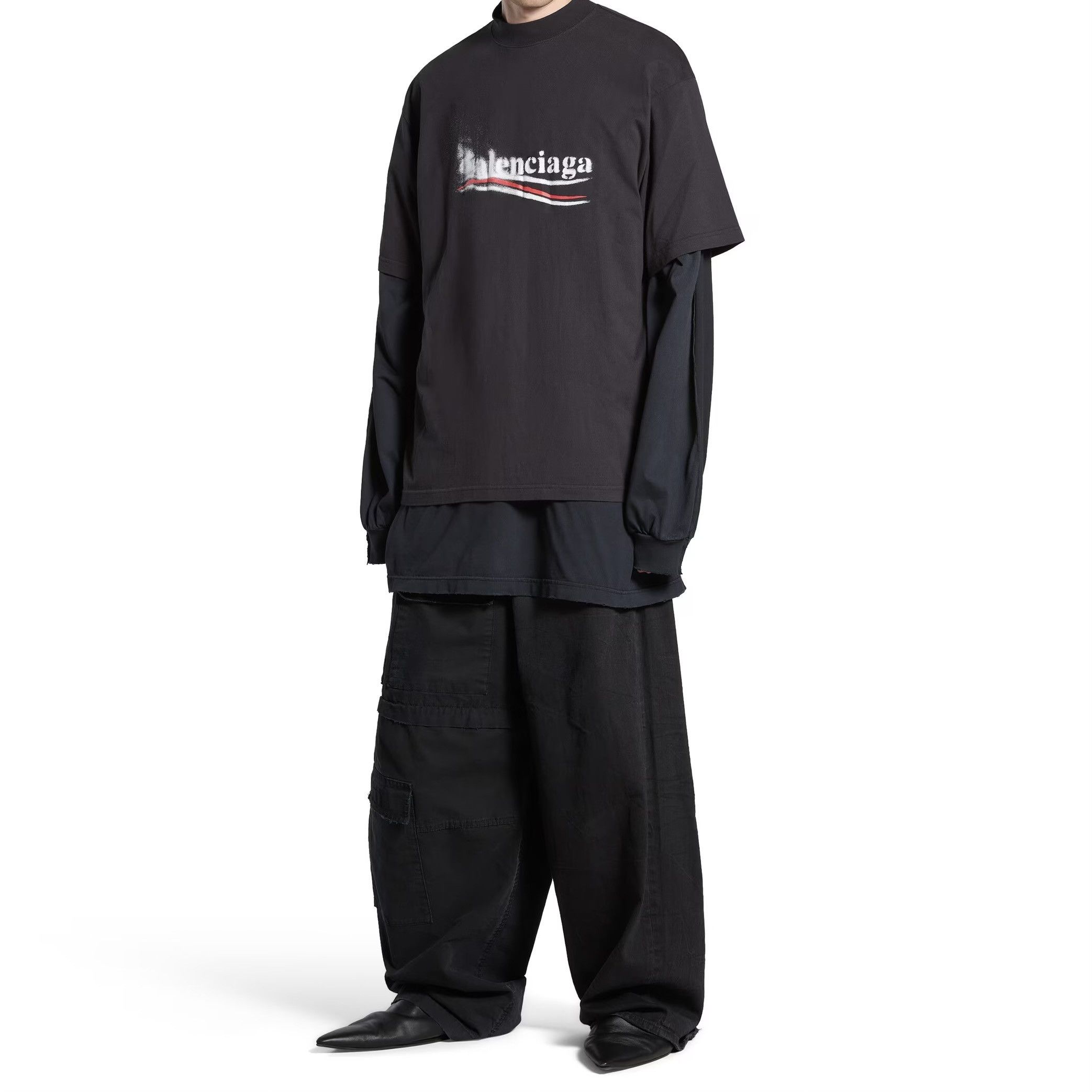 Balenciaga o1tr1nto0526 Political Stencil T-Shirt Medium Fit in Black Size US XL / EU 56 / 4 - 4 Thumbnail