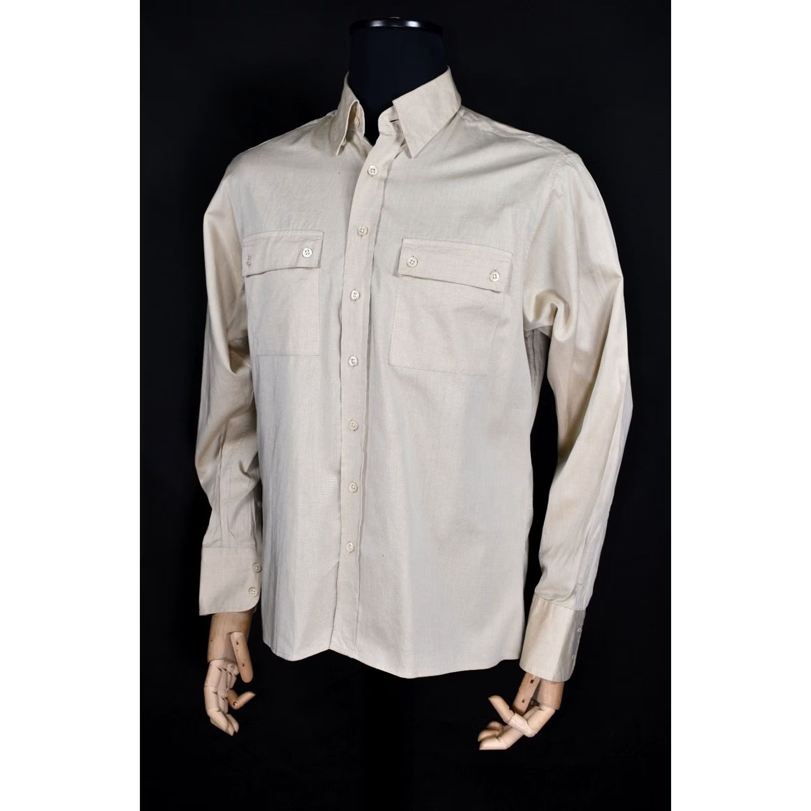 Vintage Holland & Holland Shirt Button-Down M Beige Cotton Men Regular Size M Size US M / EU 48-50 / 2 - 5 Thumbnail
