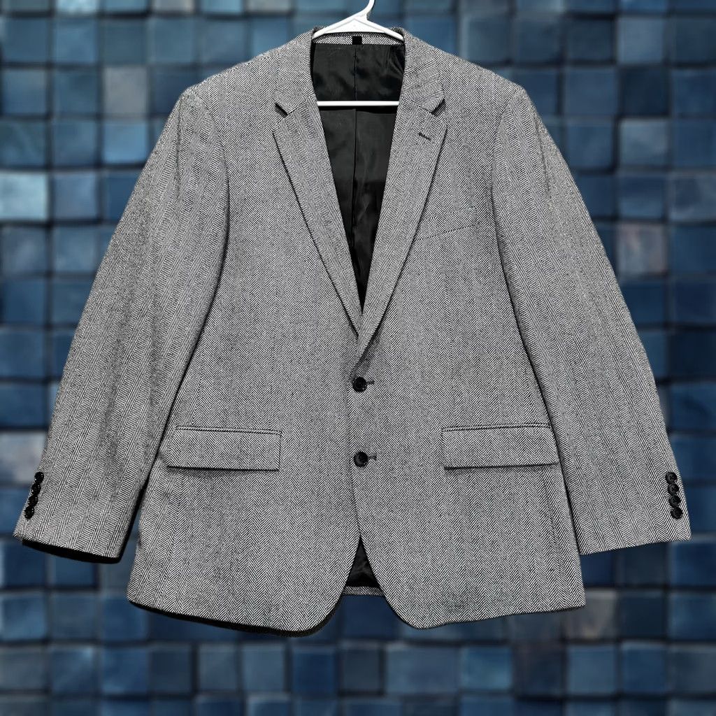 J.Crew J.CREW Blazer Men 44 Regular Gray Herringbone Thompson Jacket Sportcoat 2 Button Size 44R - 1 Thumbnail