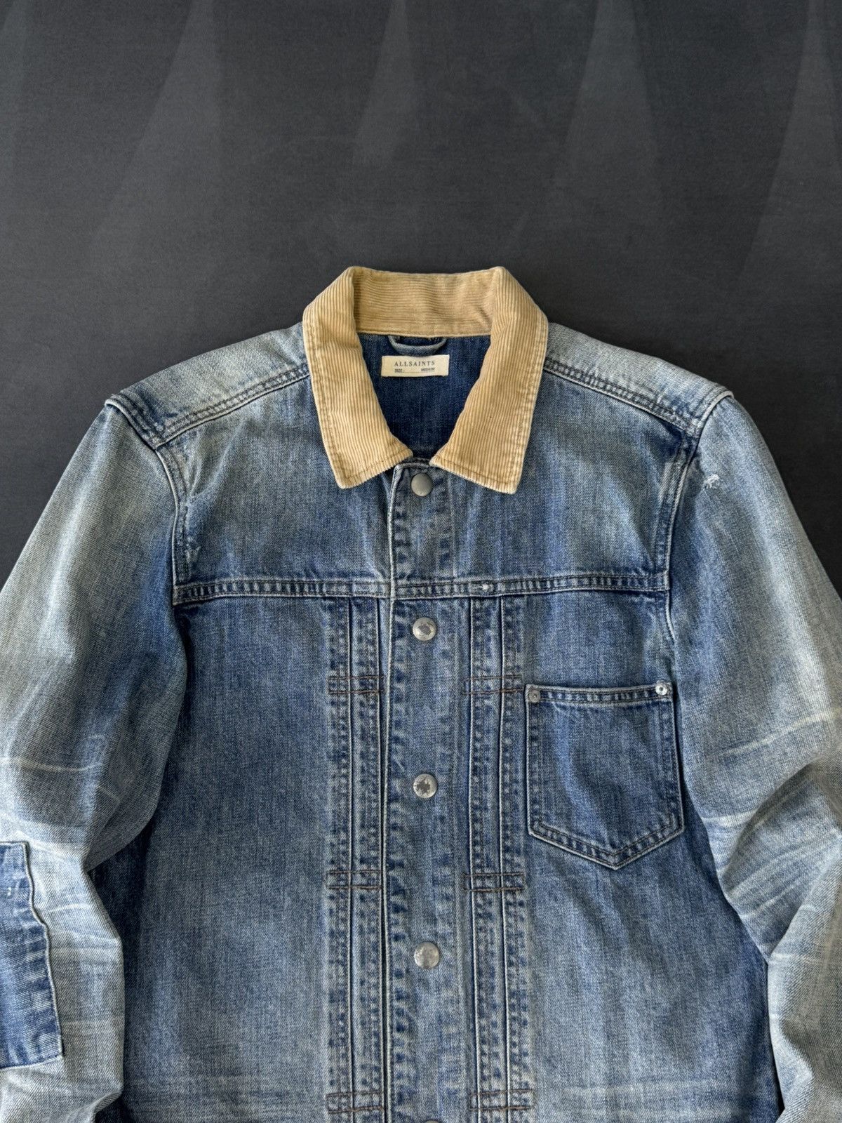 Allsaints Allsaints Patchwork Factory Distressed Y2K Denim Jacket Size M / US 6-8 / IT 42-44 - 2 Thumbnail
