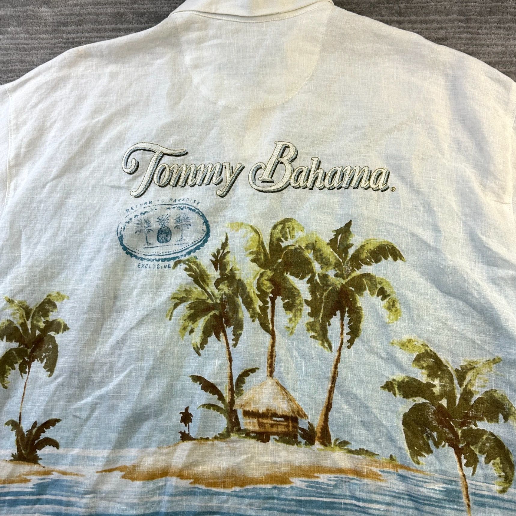 Tommy Bahama Tommy Bahama Shirt Mens 2XL XXL Blue Linen Panel Back All Over Print Size US XXL / EU 58 / 5 - 3 Thumbnail